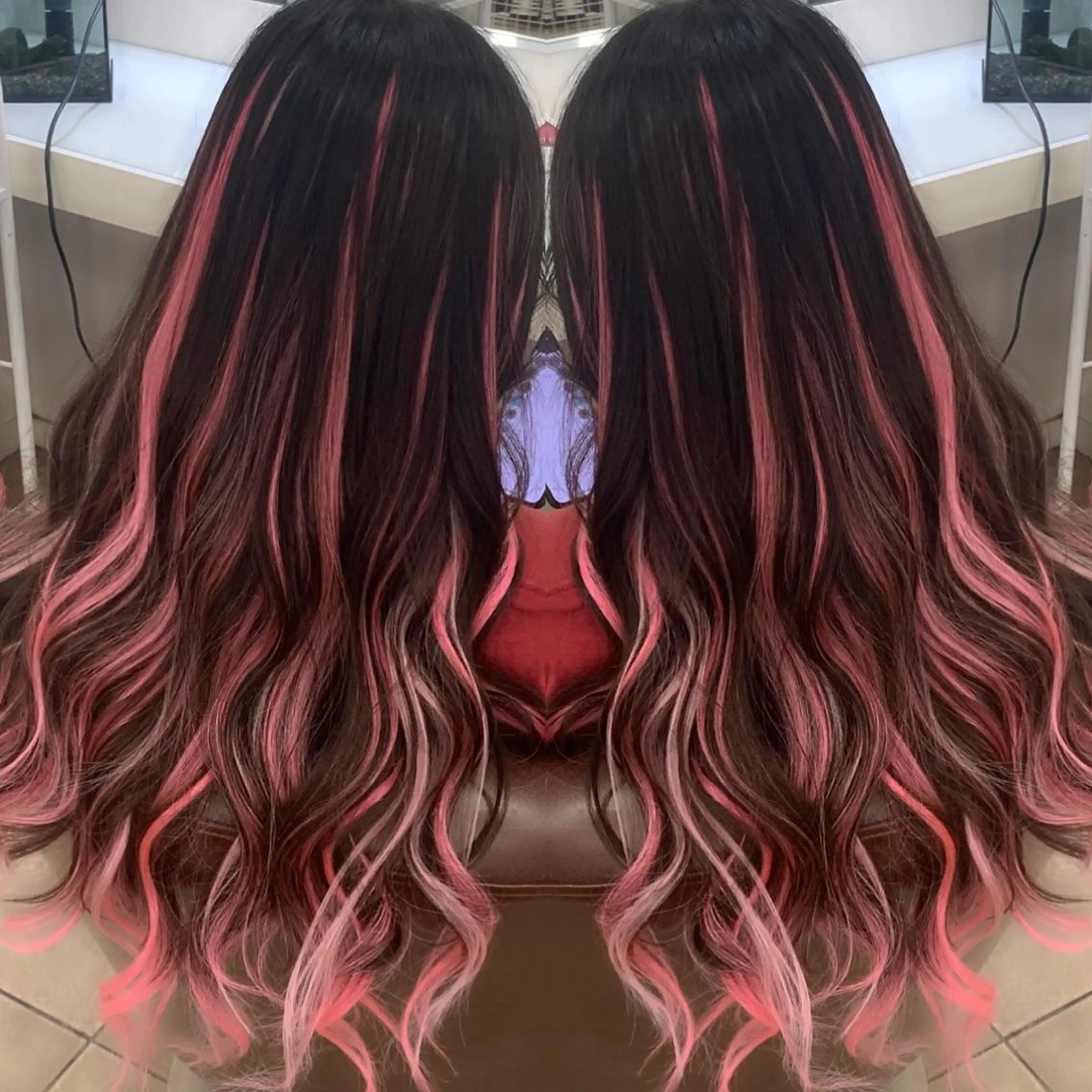 ロング カラー れん/ハイトーン /エクステ/韓国風のヘアスタイル