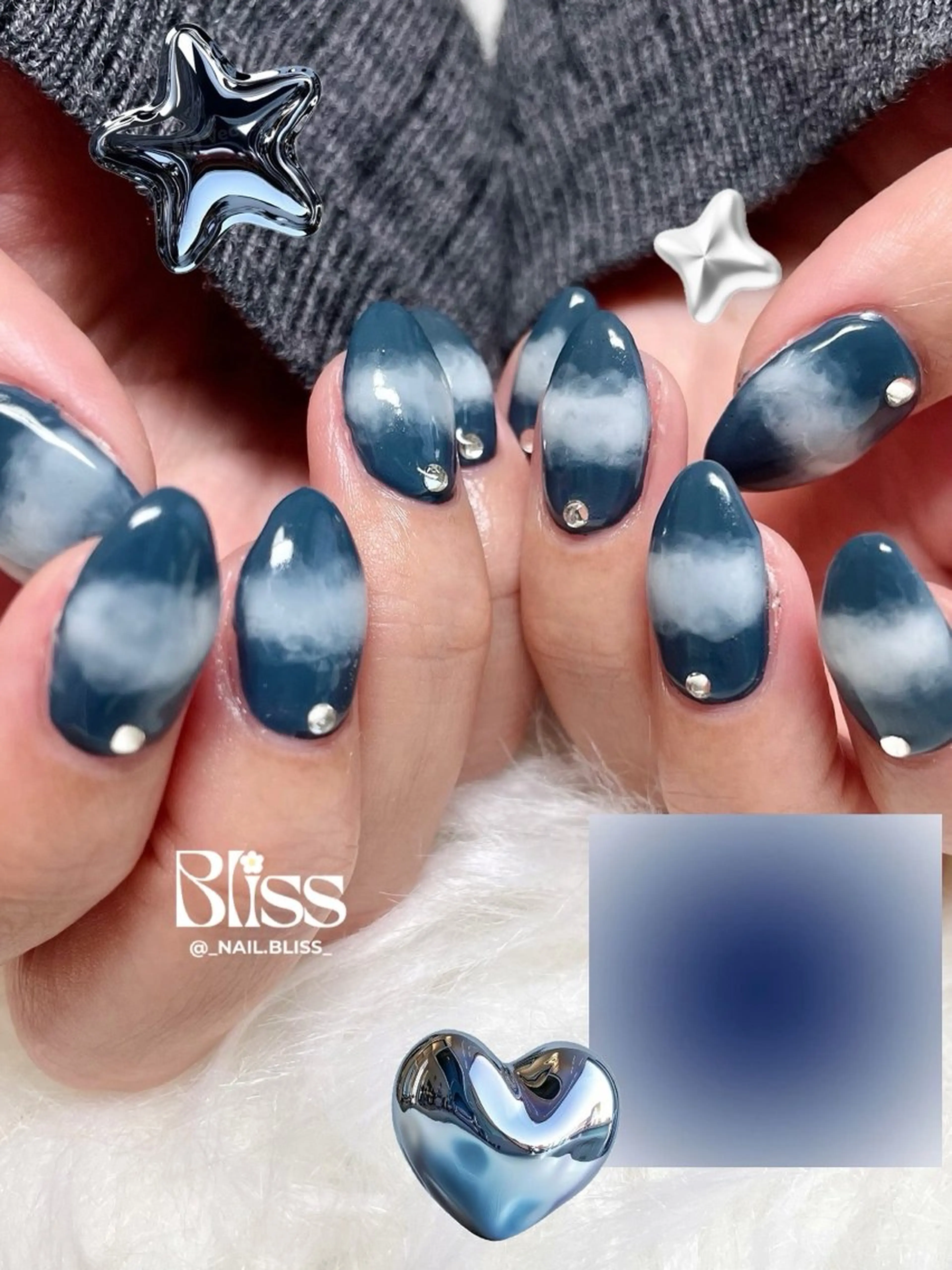 ネイル ボーダー ハンドネイル NAIL BLISSのネイルデザイン