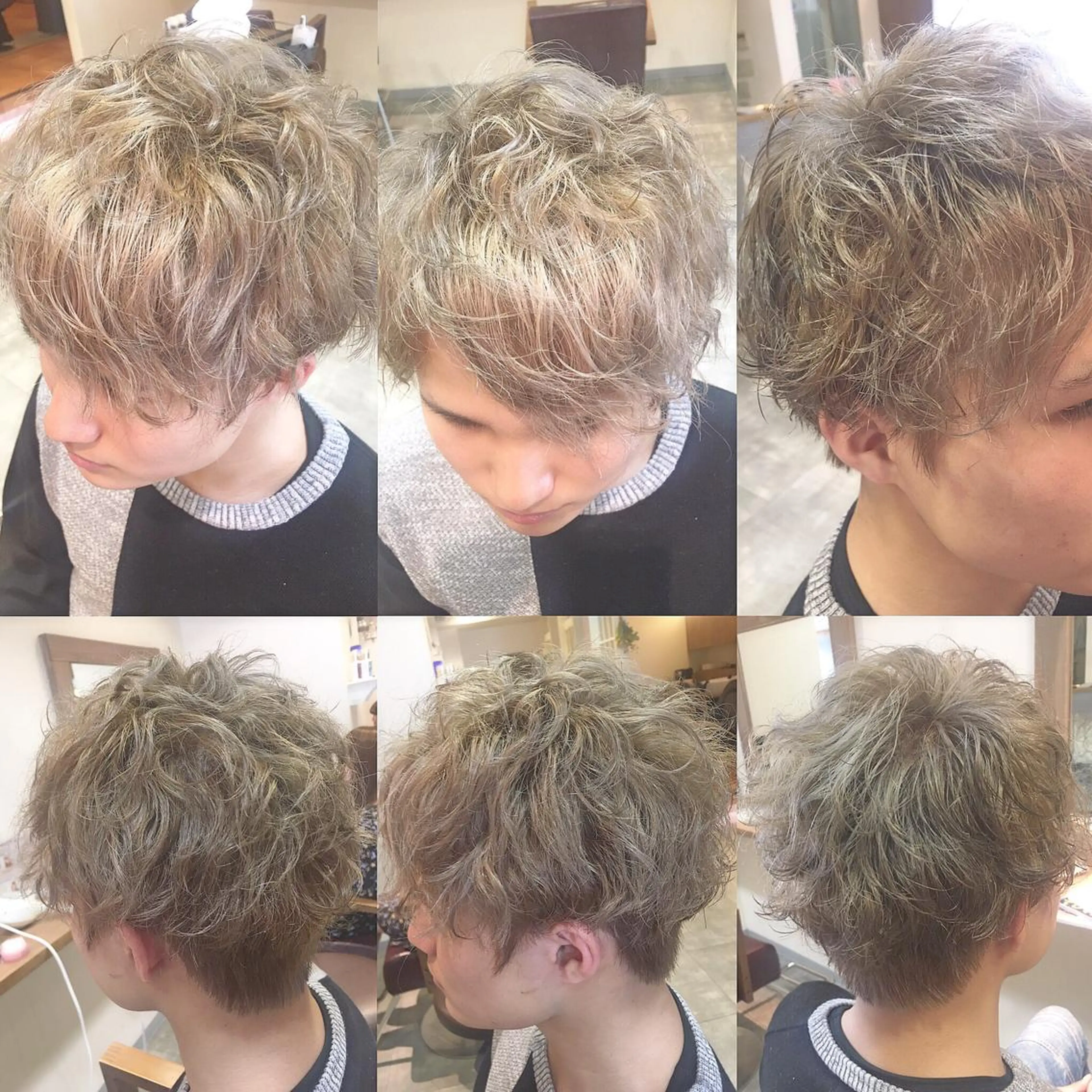 カラー パーマ メンズ メンズブリーチ メンズパーマ ベージュカラー ブリーチ イルミナカラー hair salon Ranun髪質改善のヘアスタイル