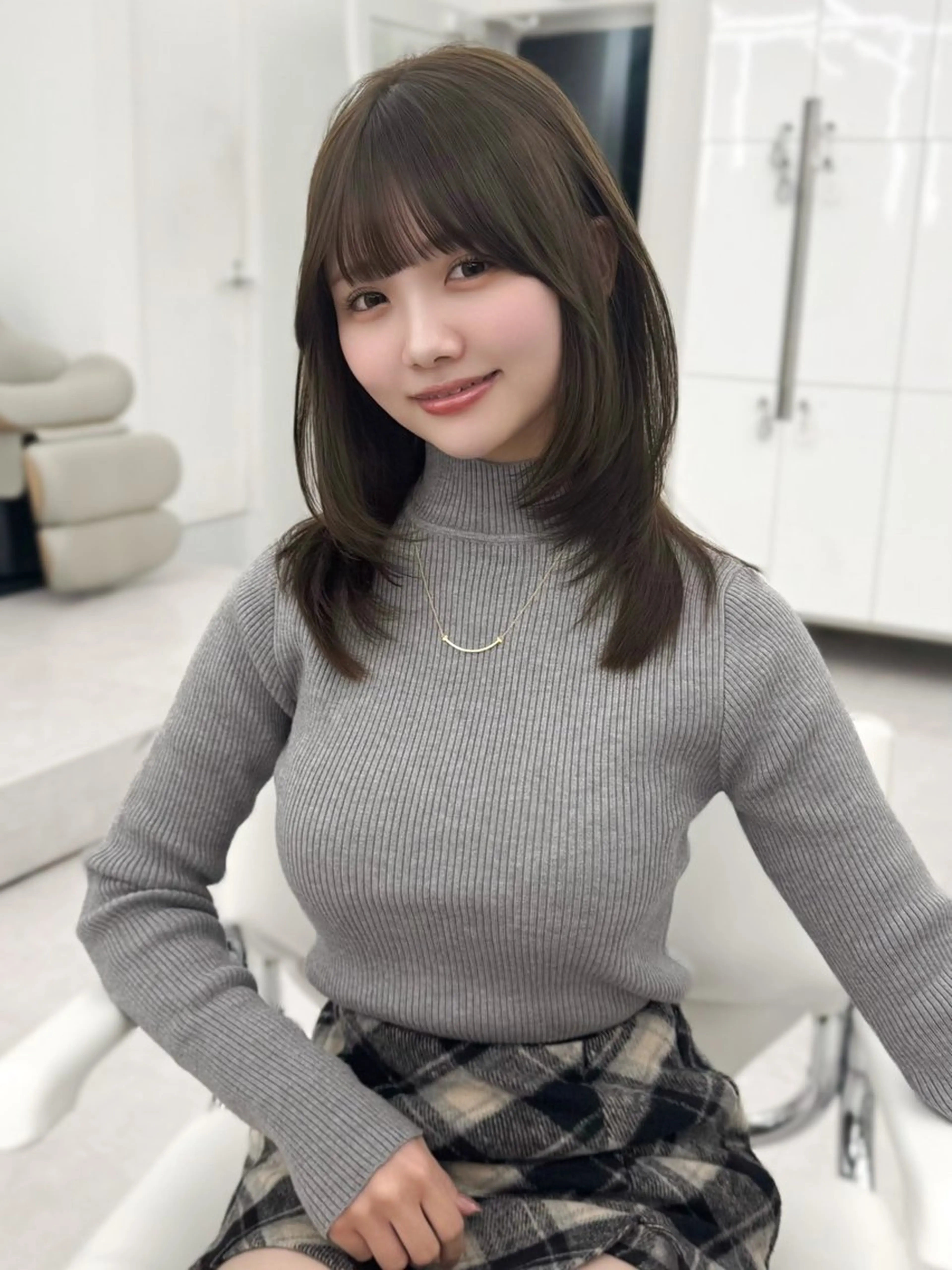 ミディアム カラー ヘアアレンジ カット ヘアカラー トリートメント 顔周り&ミディアム 特化/池袋/kokiのヘアスタイル