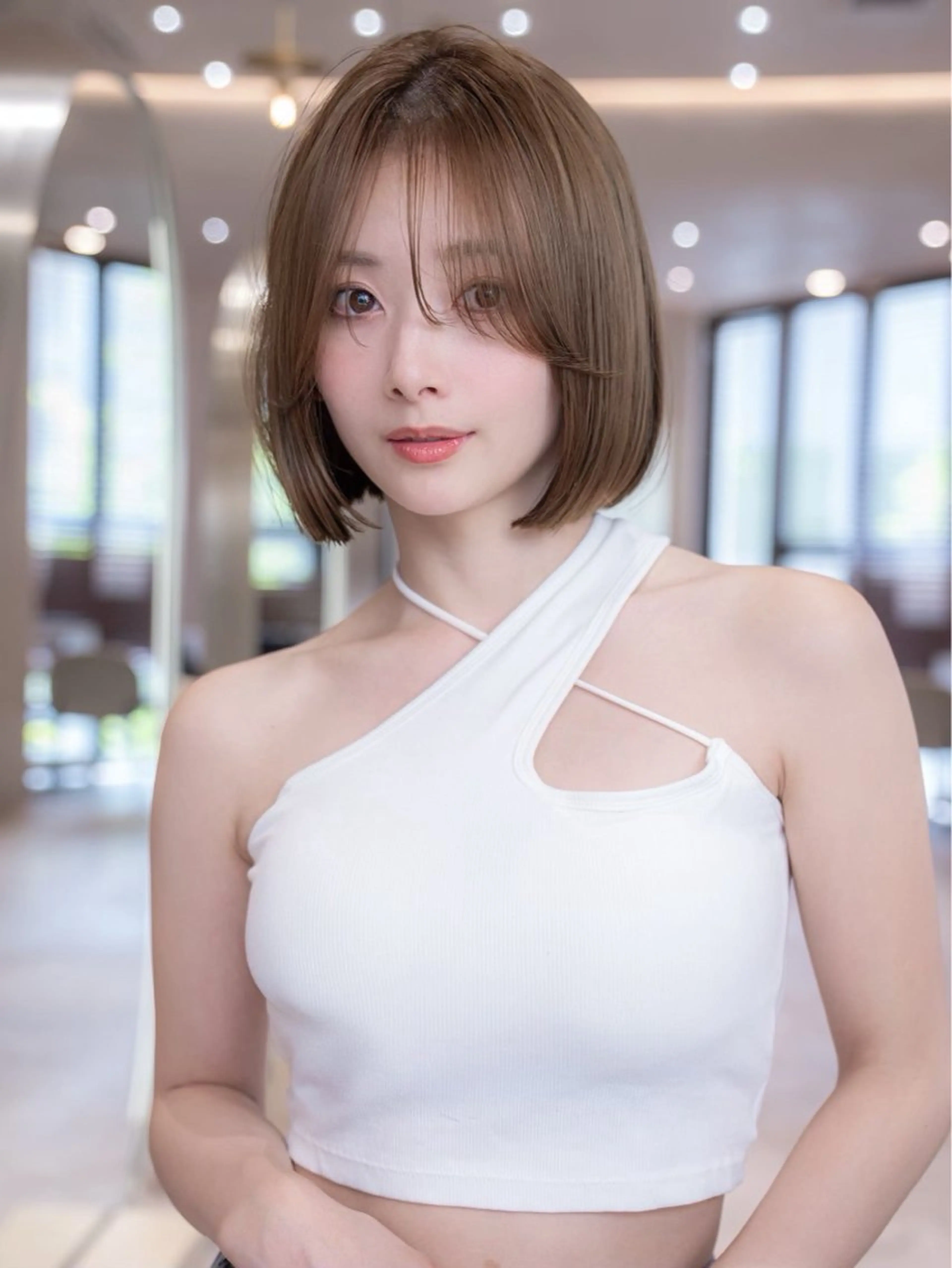 ミディアム カラー カット ヘアカラー トリートメント 渋谷/レイヤーボブ・ 韓国ボブ特化/楓のヘアスタイル