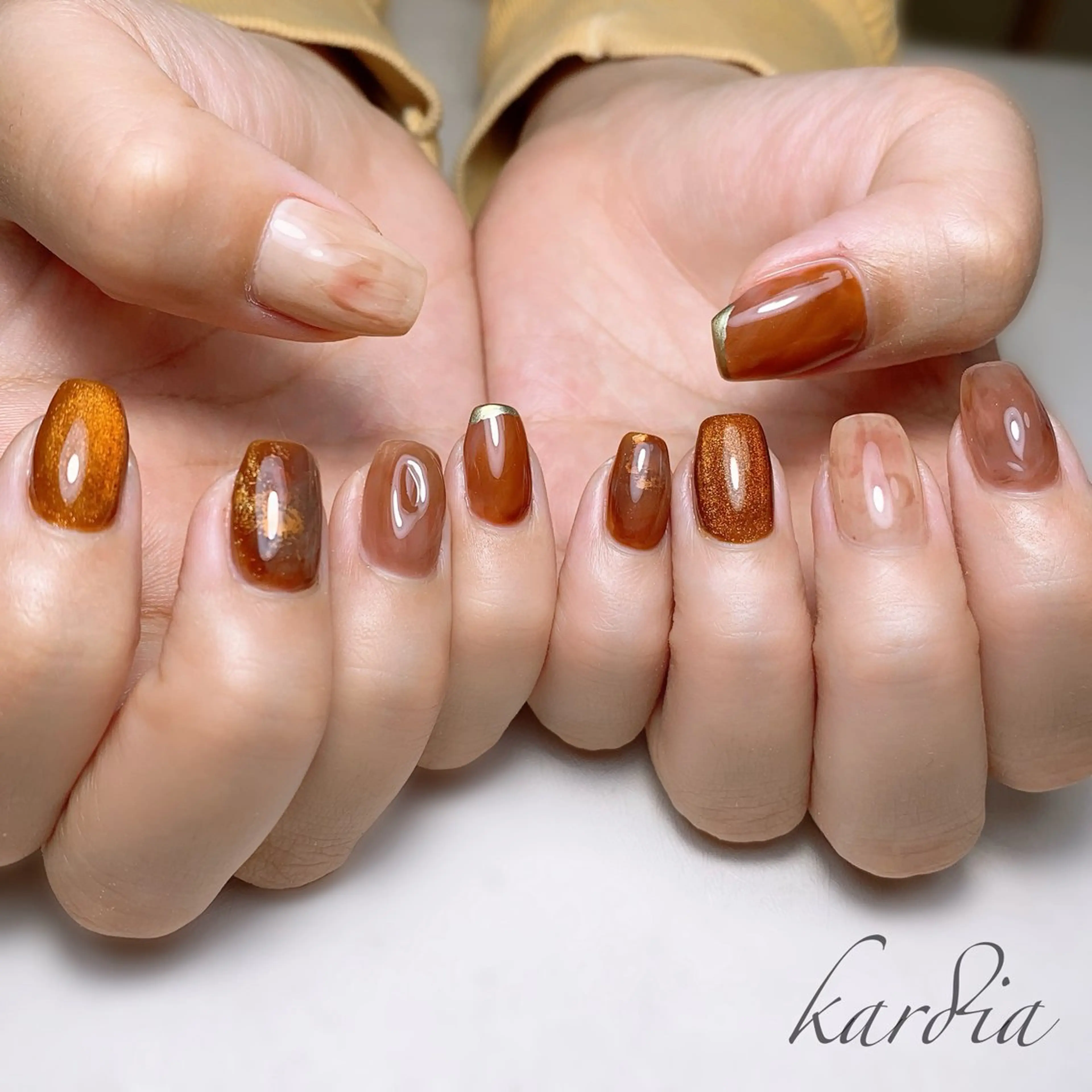 ネイル ハンドネイル καρδιά -ｶﾙﾃﾞｨｱ-のネイルデザイン