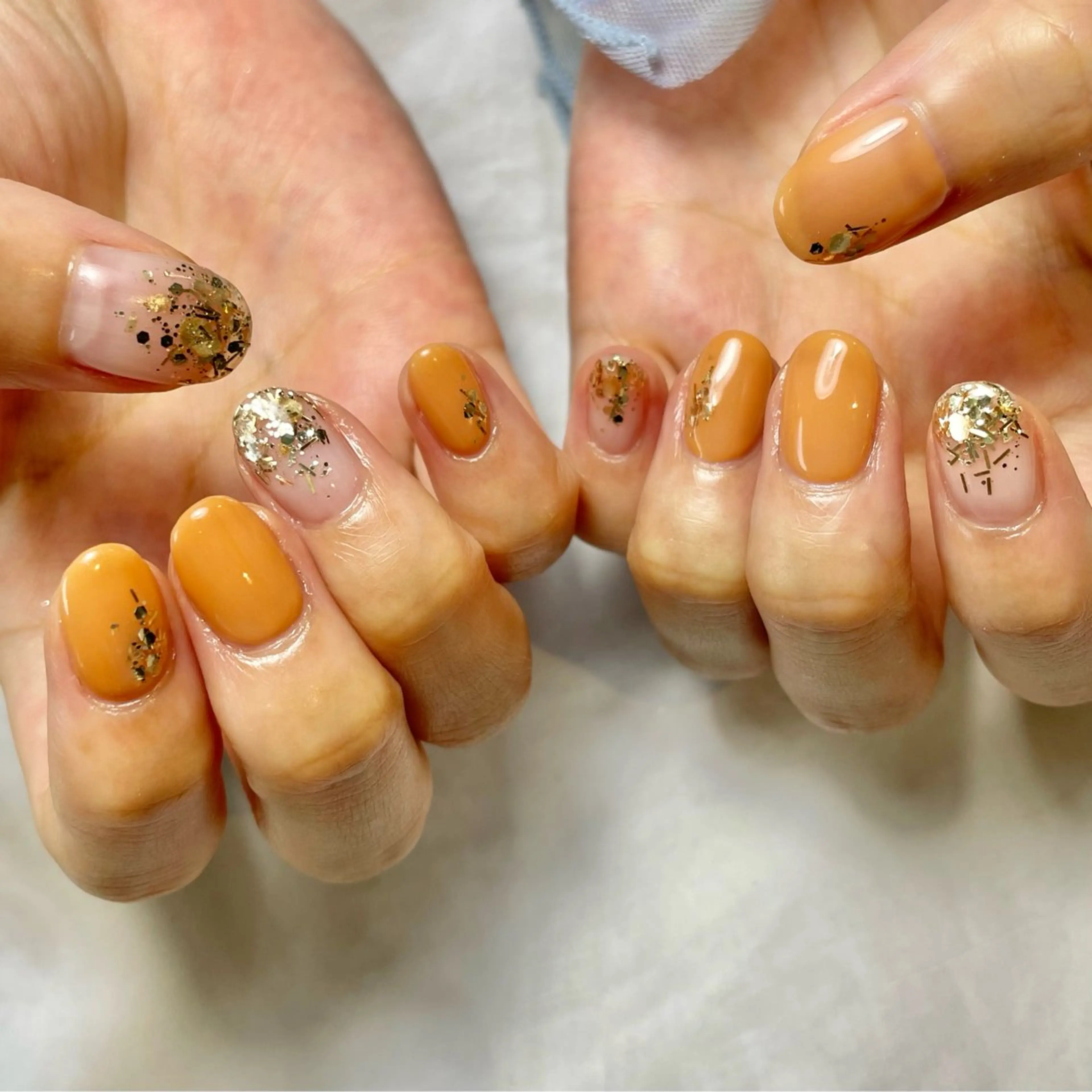 ネイル オレンジ シンプルネイル Reflection marikoのネイルデザイン