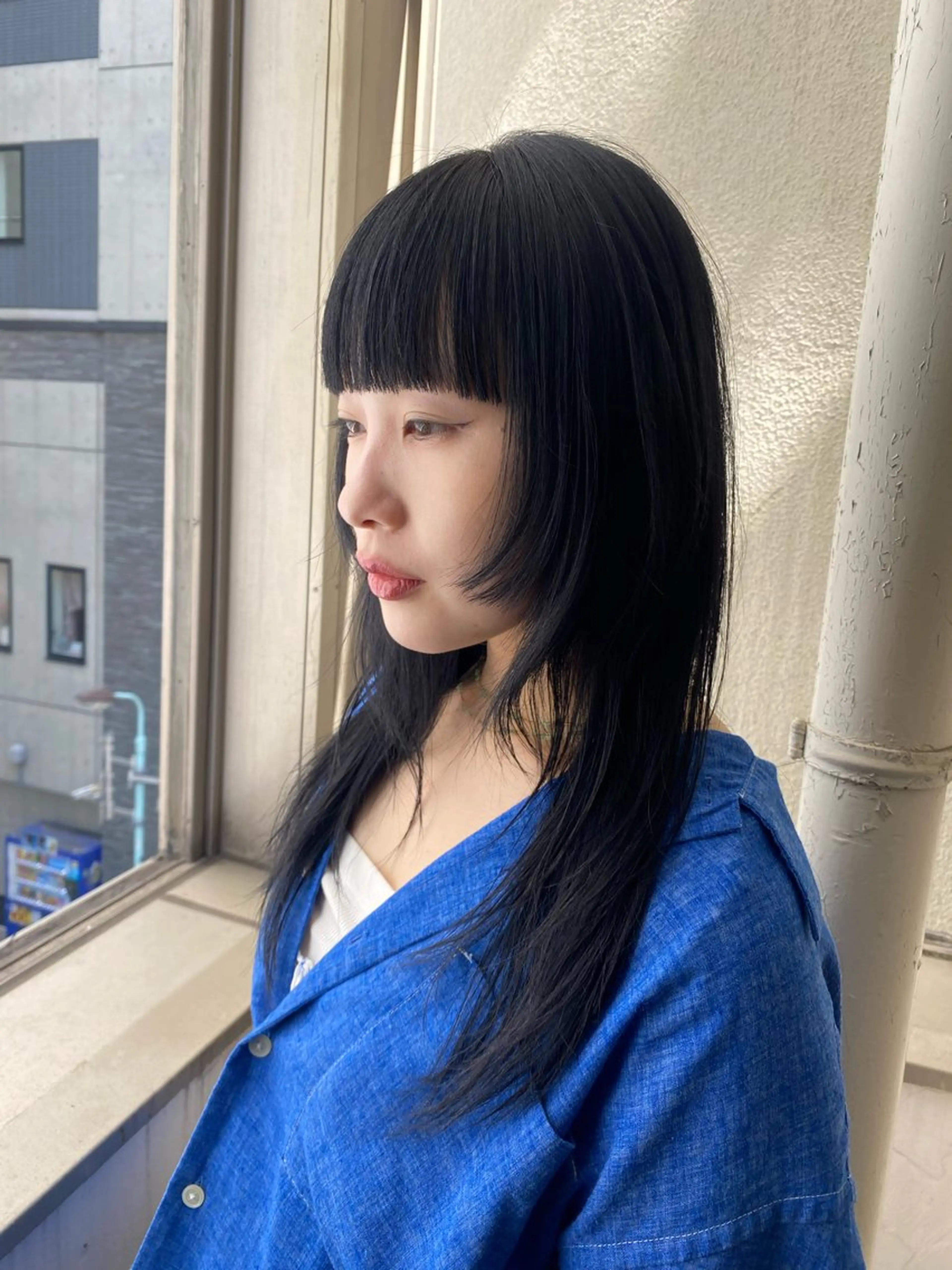 ロング カラー 黒髪 ブルーカラー ブルーブラック BOTTOMS所属・🌸透明感艶 カラー🌸Yuukiのヘアスタイル