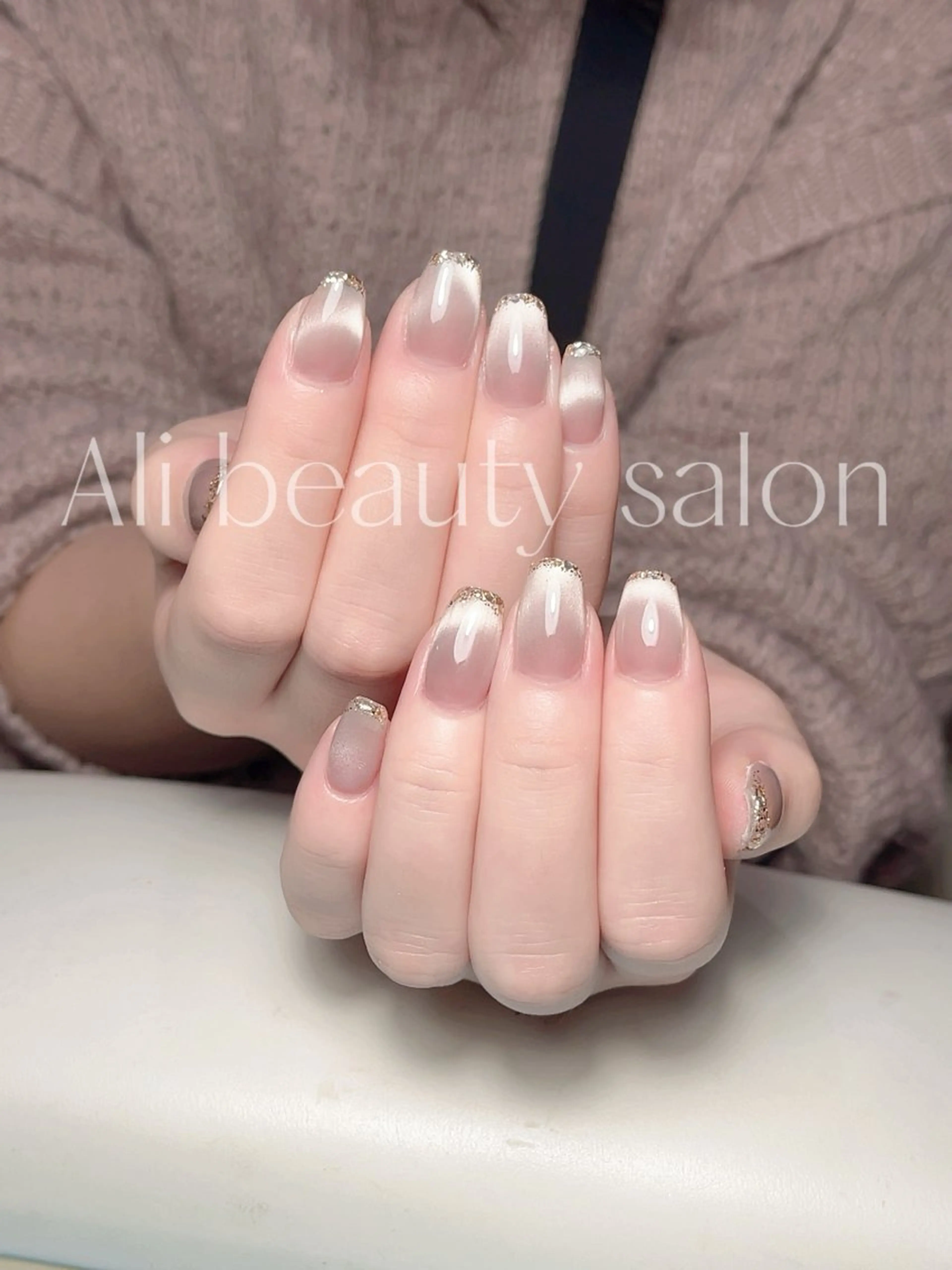 ネイル フレンチネイル ラメ(グリッター) マグネットネイル ハンドネイル Ali 新小岩 ネイル専門のネイルデザイン