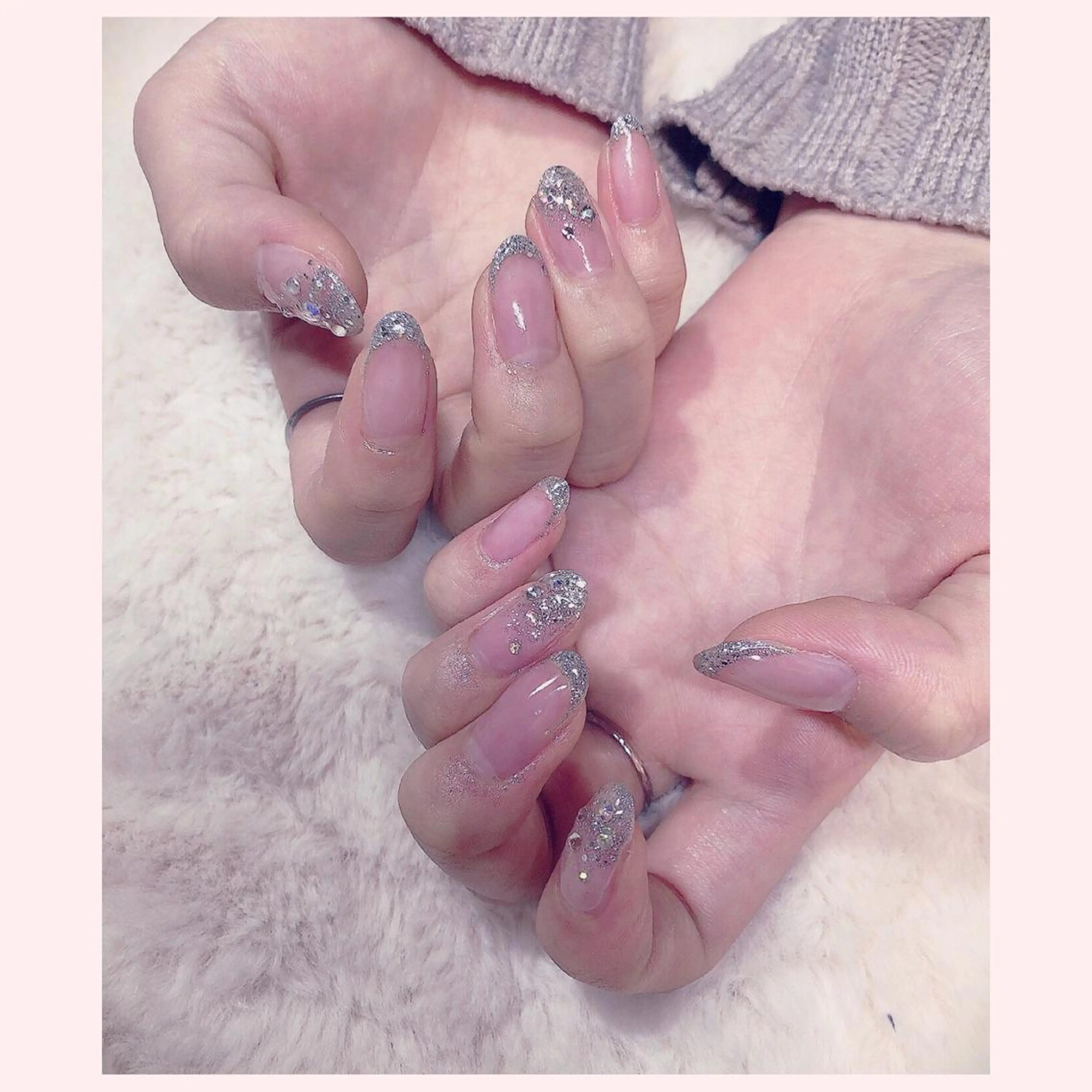 ネイル フレンチネイル グラデーション ラメ(グリッター) ラメグラデーション YAS 青柳 安代のネイルデザイン