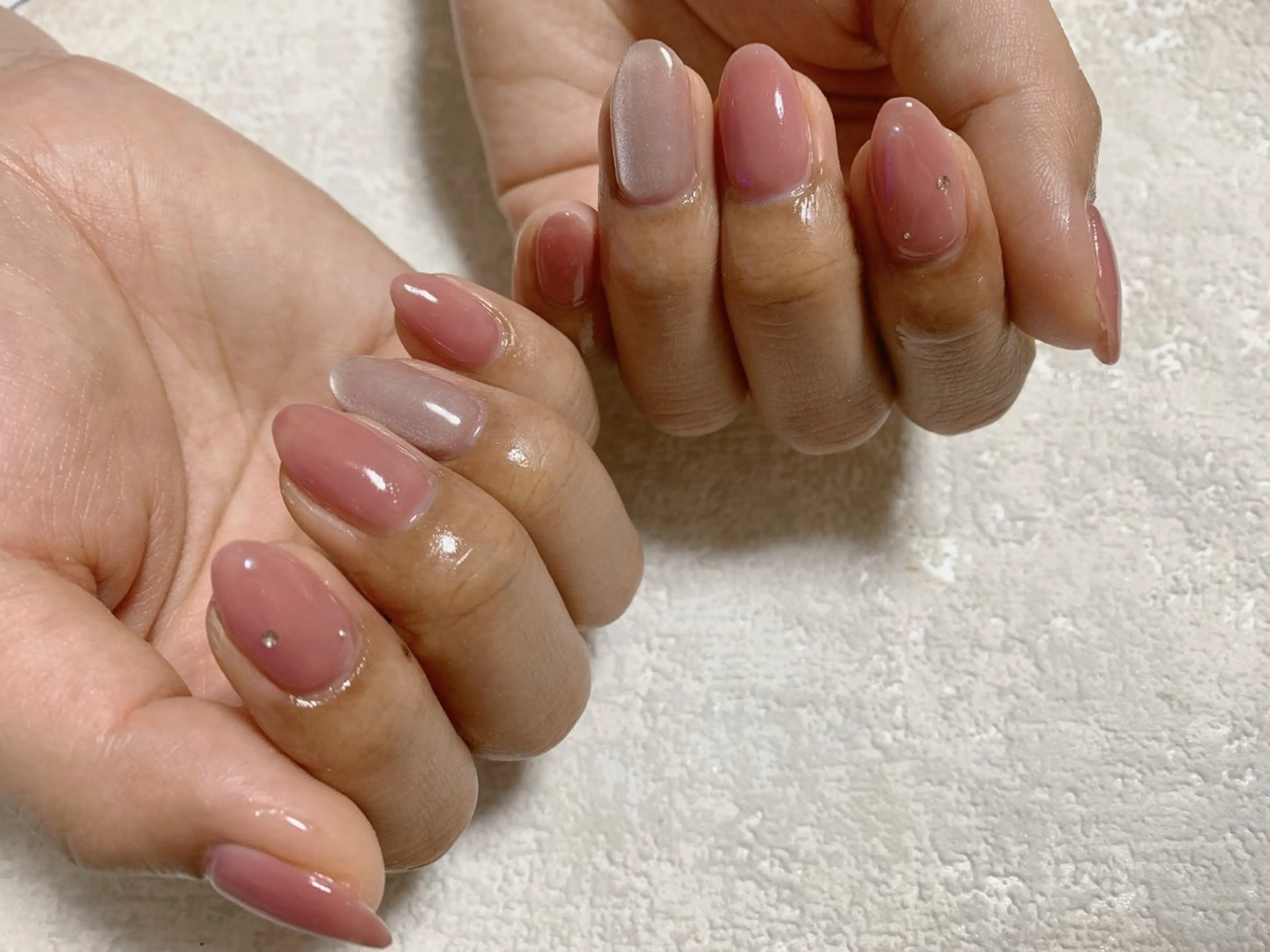 ネイル ジェルネイル メンズネイル パラジェル ピンク シンプルネイル kiki nail たまプラーザのネイルデザイン