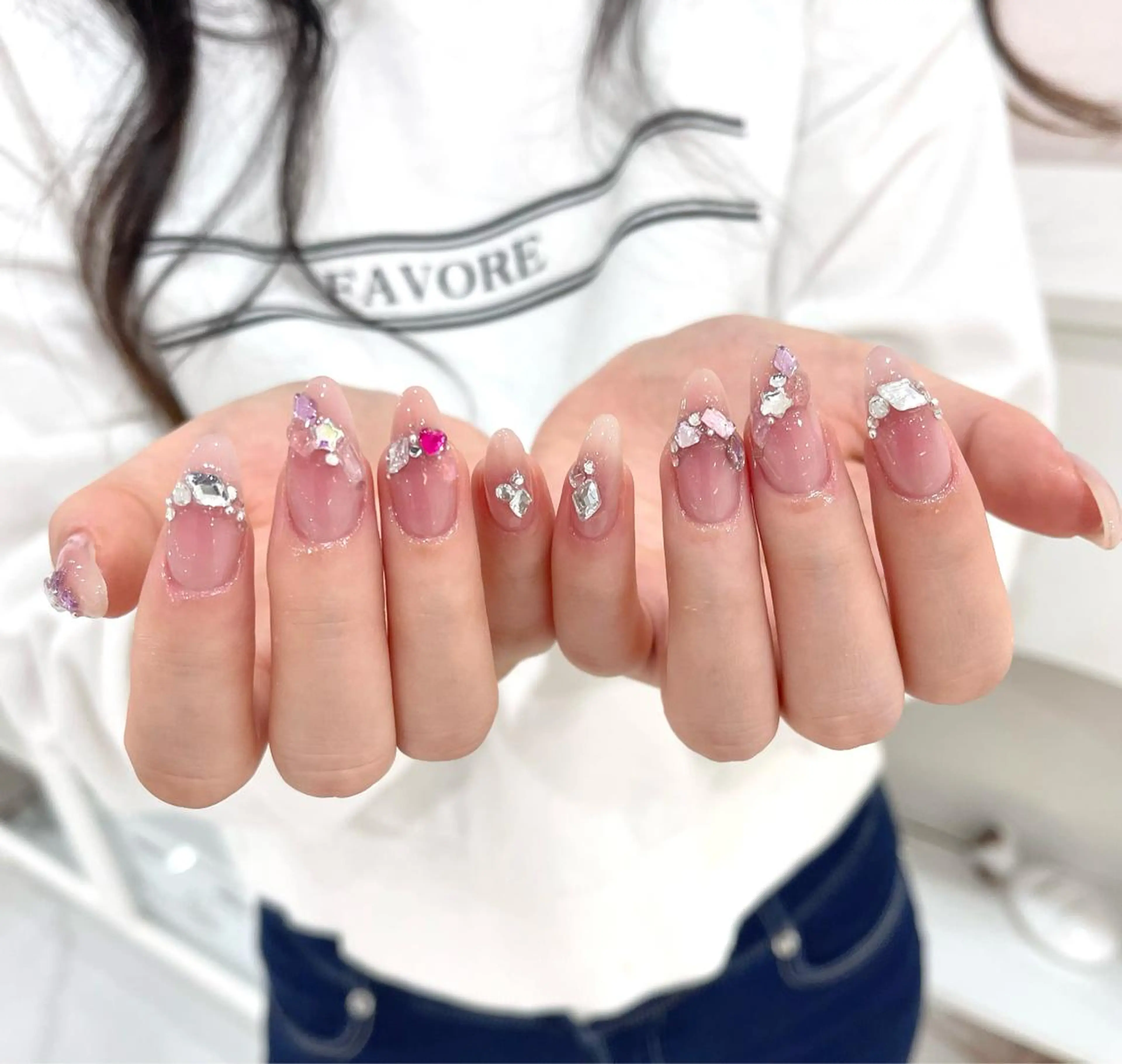 【オフ込み】チップの長さだし10本+アートし放題90分*持ち込みデザインOKの写真