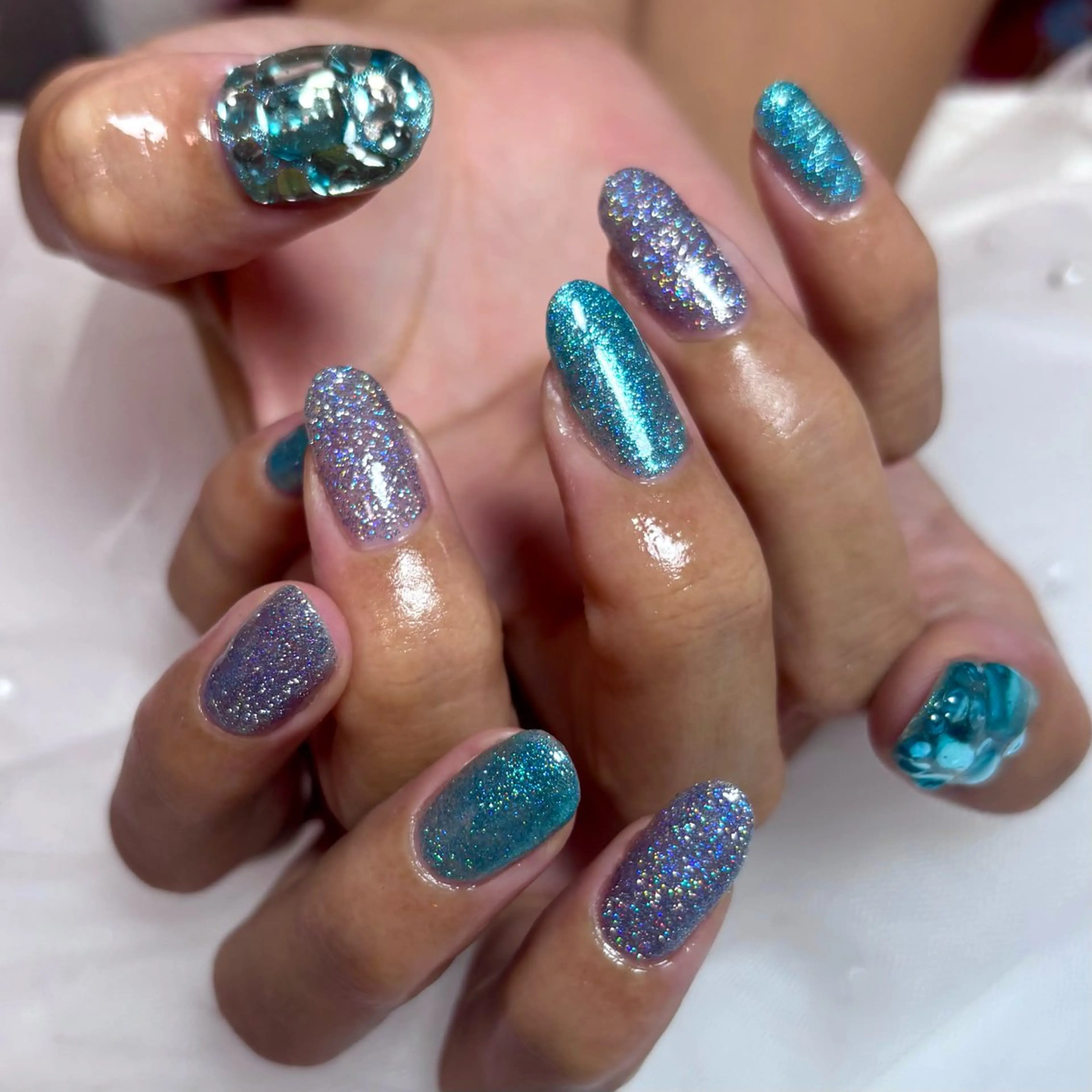 ネイル フラッシュネイル ストーンネイル ハンドネイル ハンドケア ぽっぷん satomiのネイルデザイン