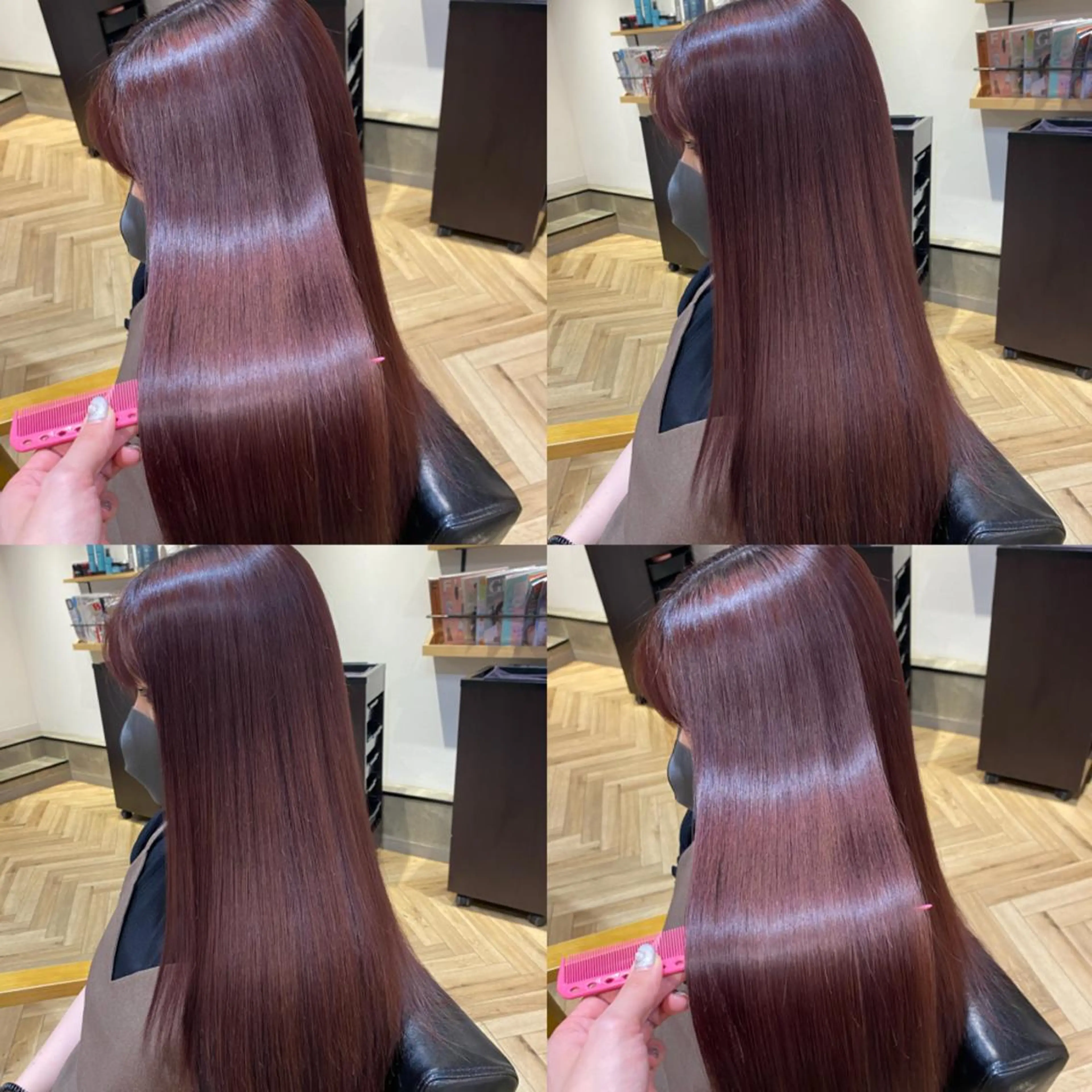 ロング カラー ブリーチ ブラウンカラー ピンクカラー ピンクブラウン 艶カラー/韓国顔周り 🎀mamiのヘアスタイル