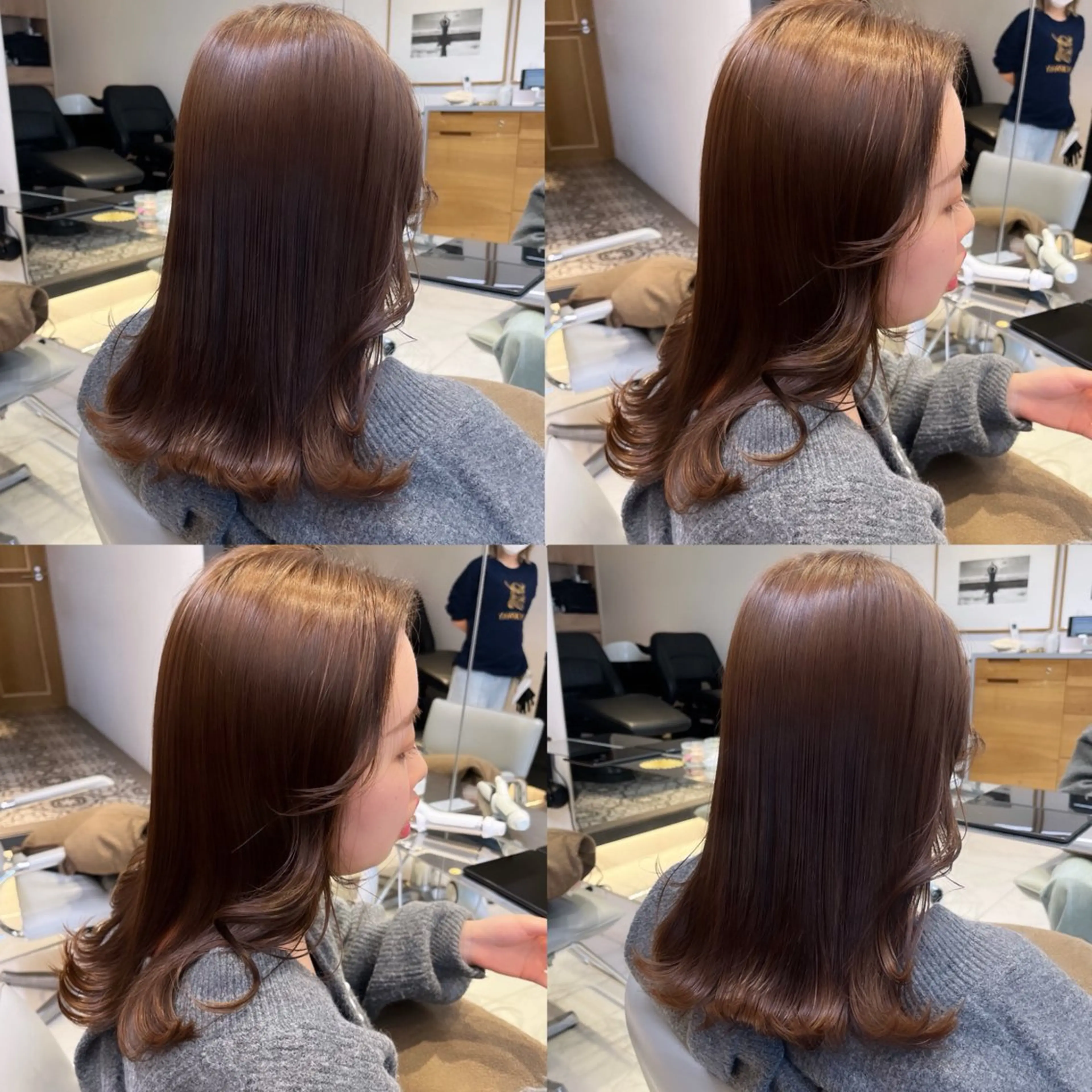 ミディアム カラー ベージュカラー ブラウンカラー ブラウンベージュ 透明感カラー グレージュ ヘアカラー トリートメント ヘッドスパ ヘアセット カジュアルを女っぽく 𝗮𝘆𝗮𝗰𝗼のヘアスタイル