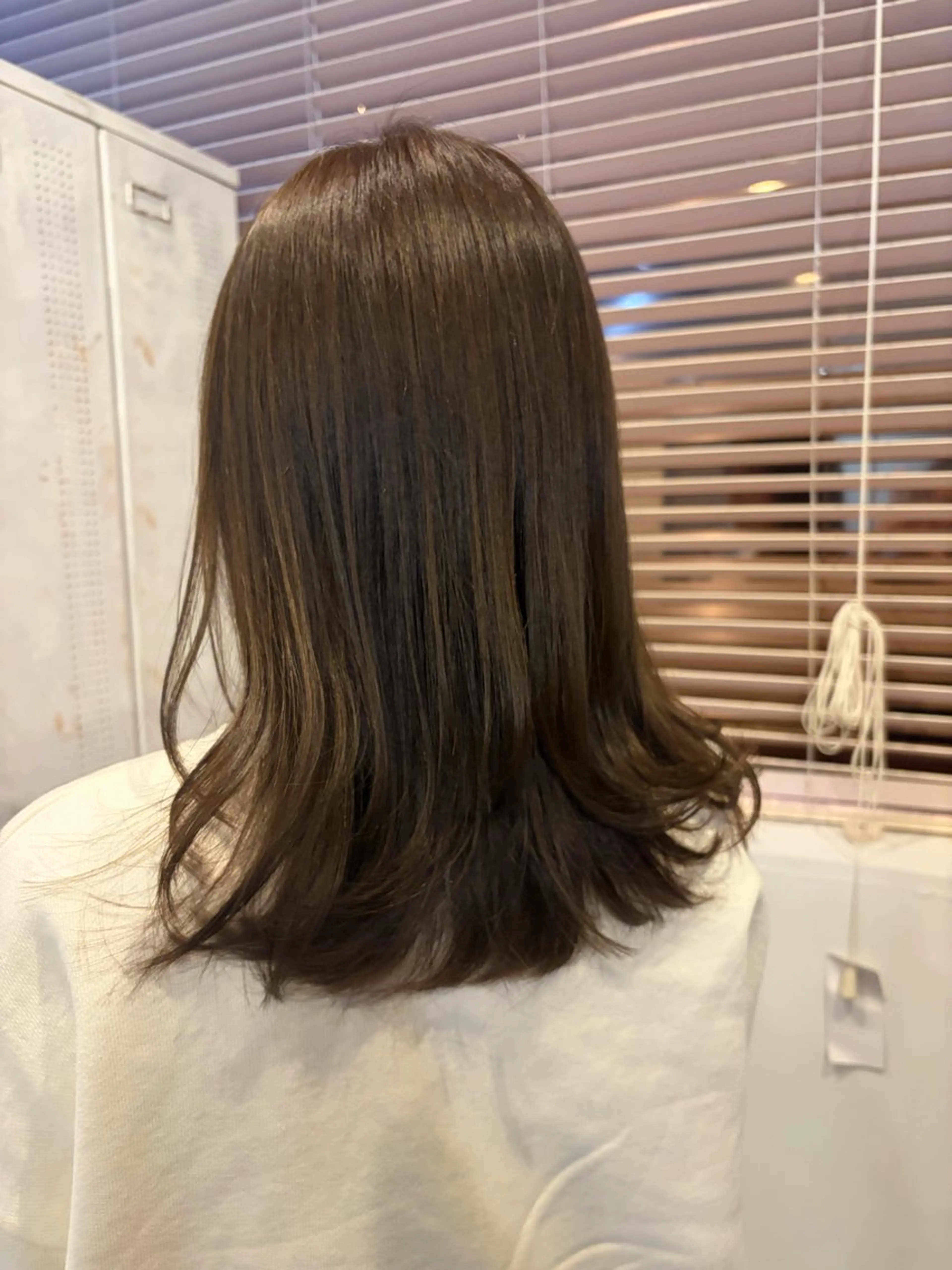 ミディアム カラー 透明感カラー オレンジ 稲田 里菜のヘアスタイル