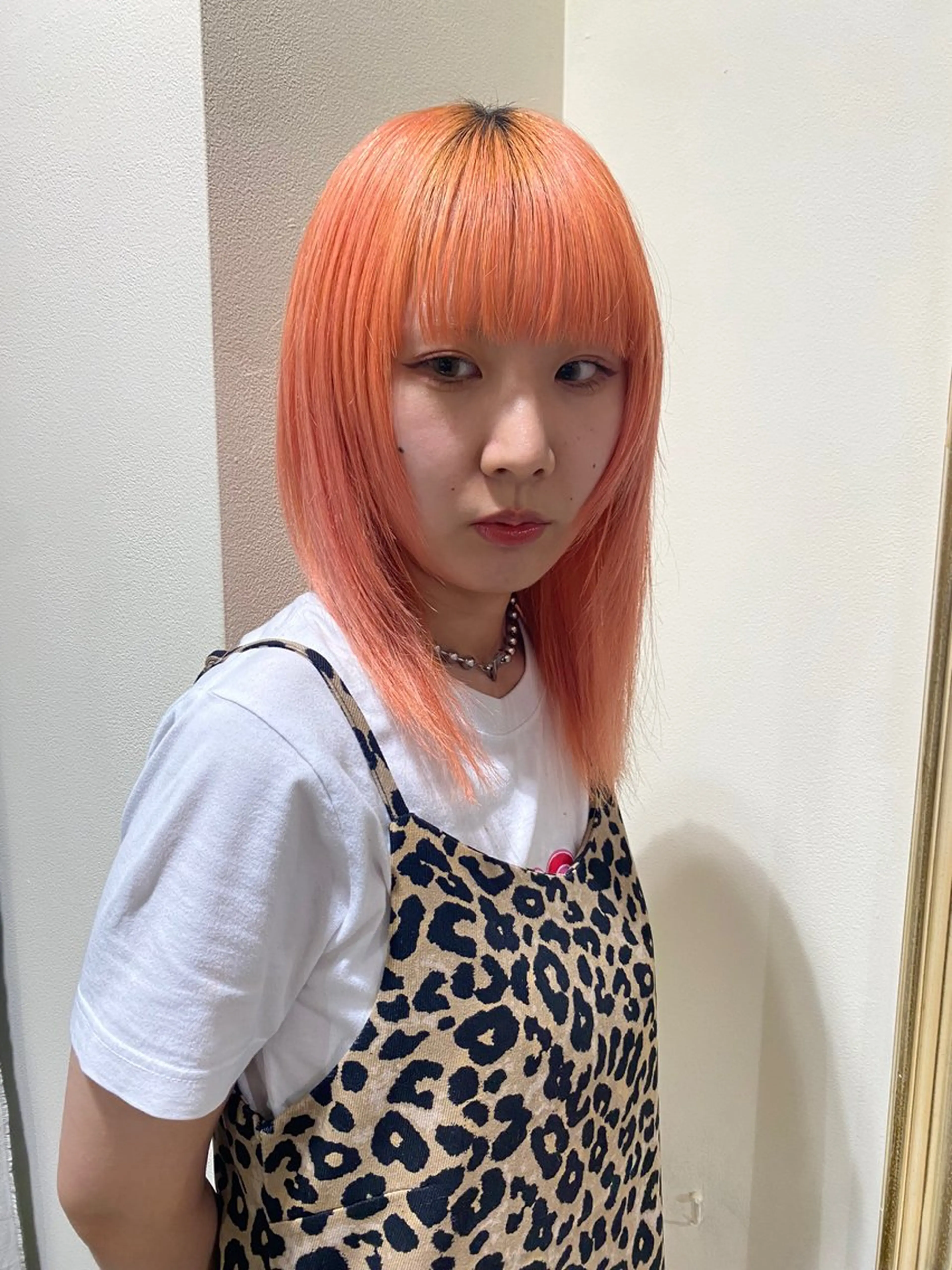 ロング カラー 透明感カラー オレンジ miumiu/恵比寿 カットモデル募集のヘアスタイル