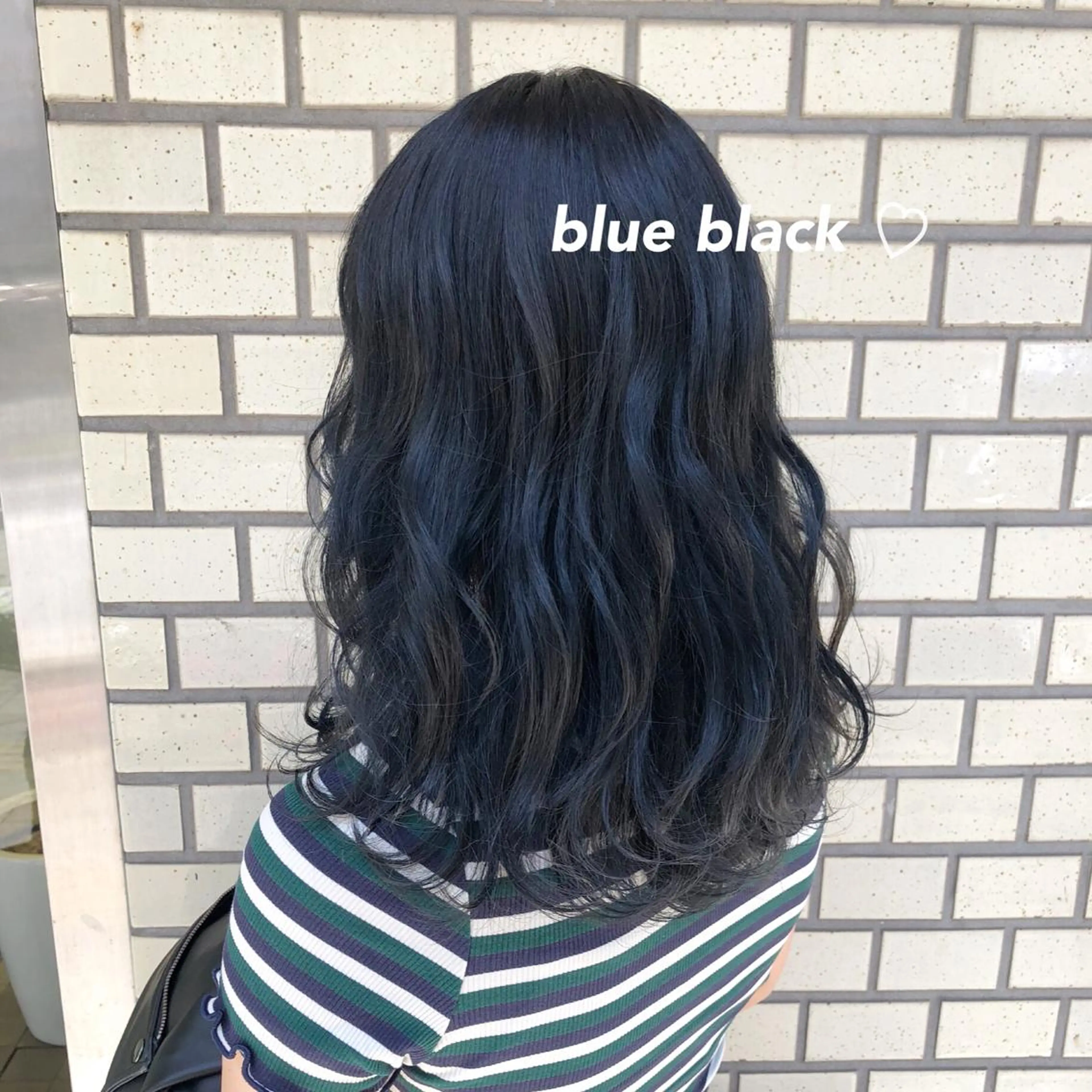 セミロング カラー 黒髪 ブルーカラー ブルーブラック 韓国ヘア得意❤︎森澤 悠佳のヘアスタイル