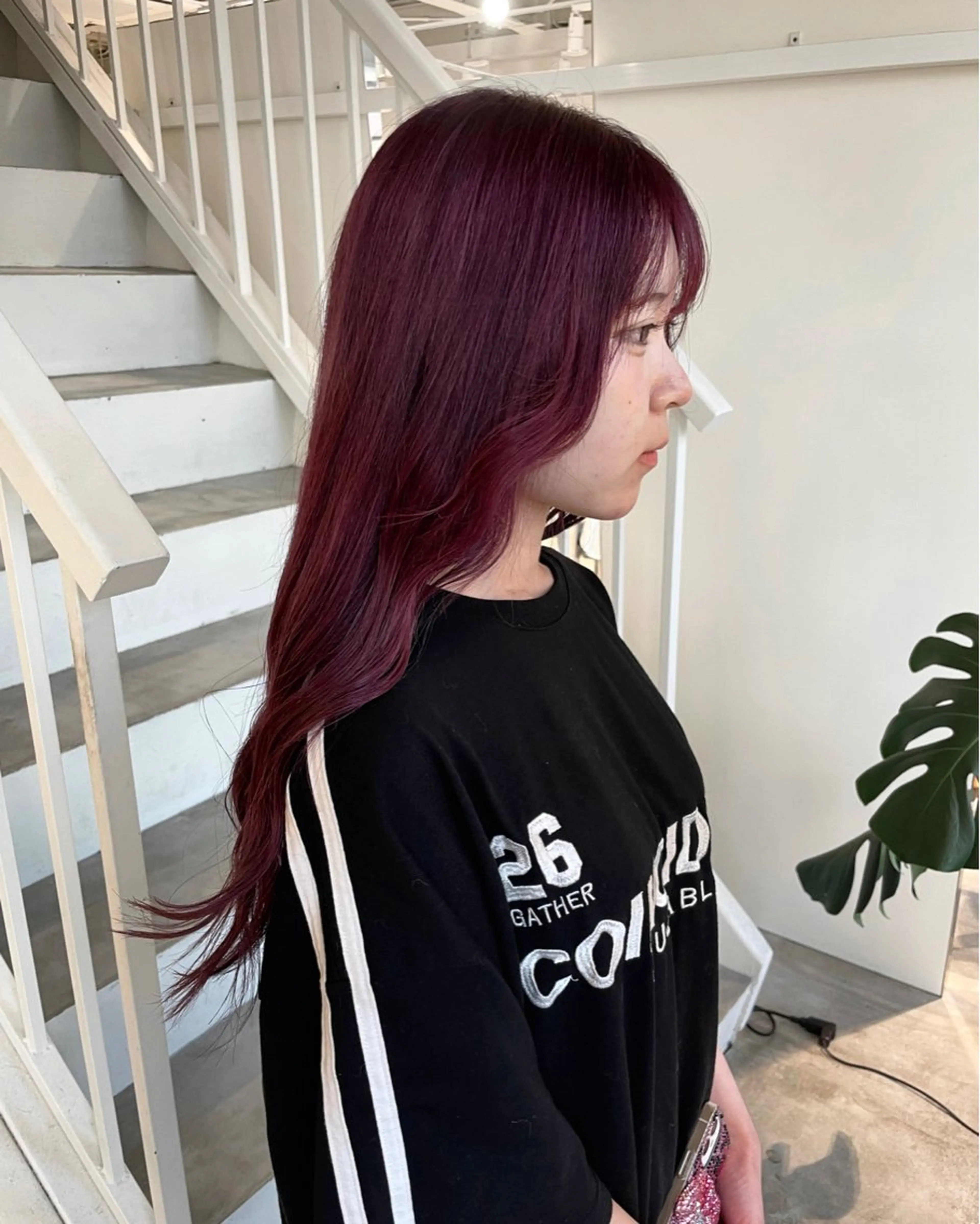 ロング カラー ヘアカラー 林 千聖のヘアスタイル