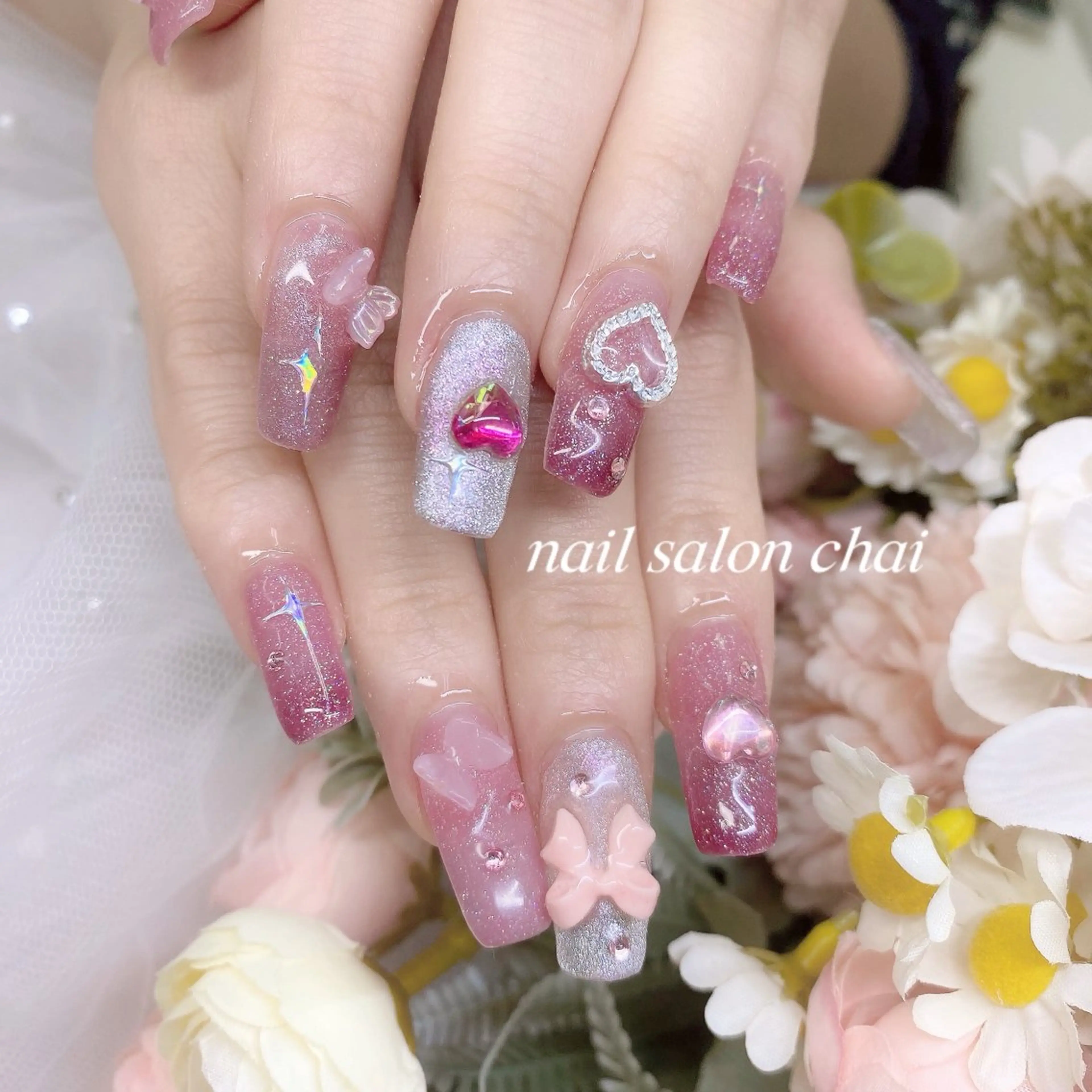 ネイル オーロラネイル ラメ(グリッター) ラメグラデーション マグネットネイル nail salon chai 上本町のネイルデザイン