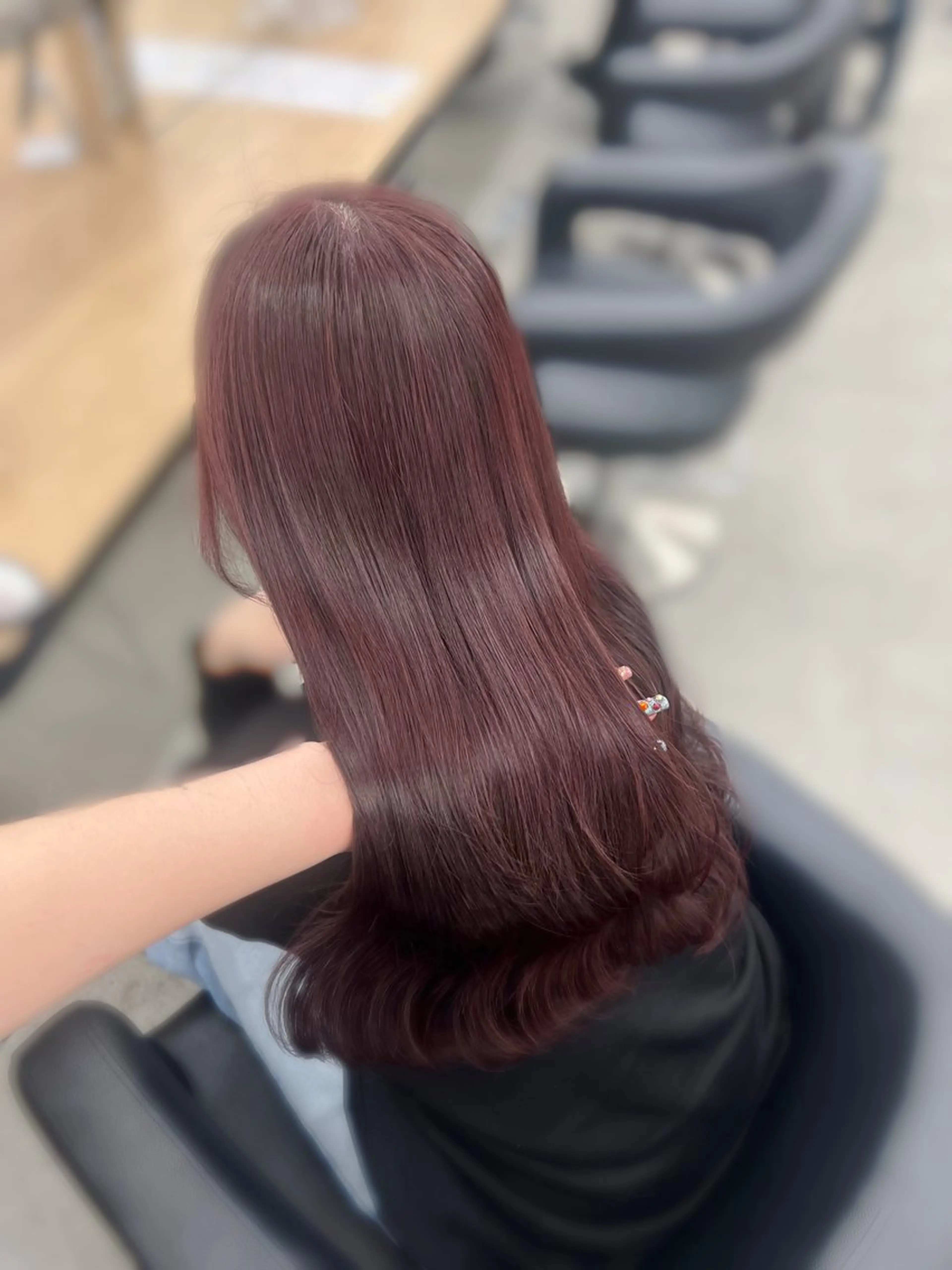 ロング カラー ケアカラー ロング トリートメント ヘアカラー 💗愛され暖色💗 ピンク/レッド💗のヘアスタイル