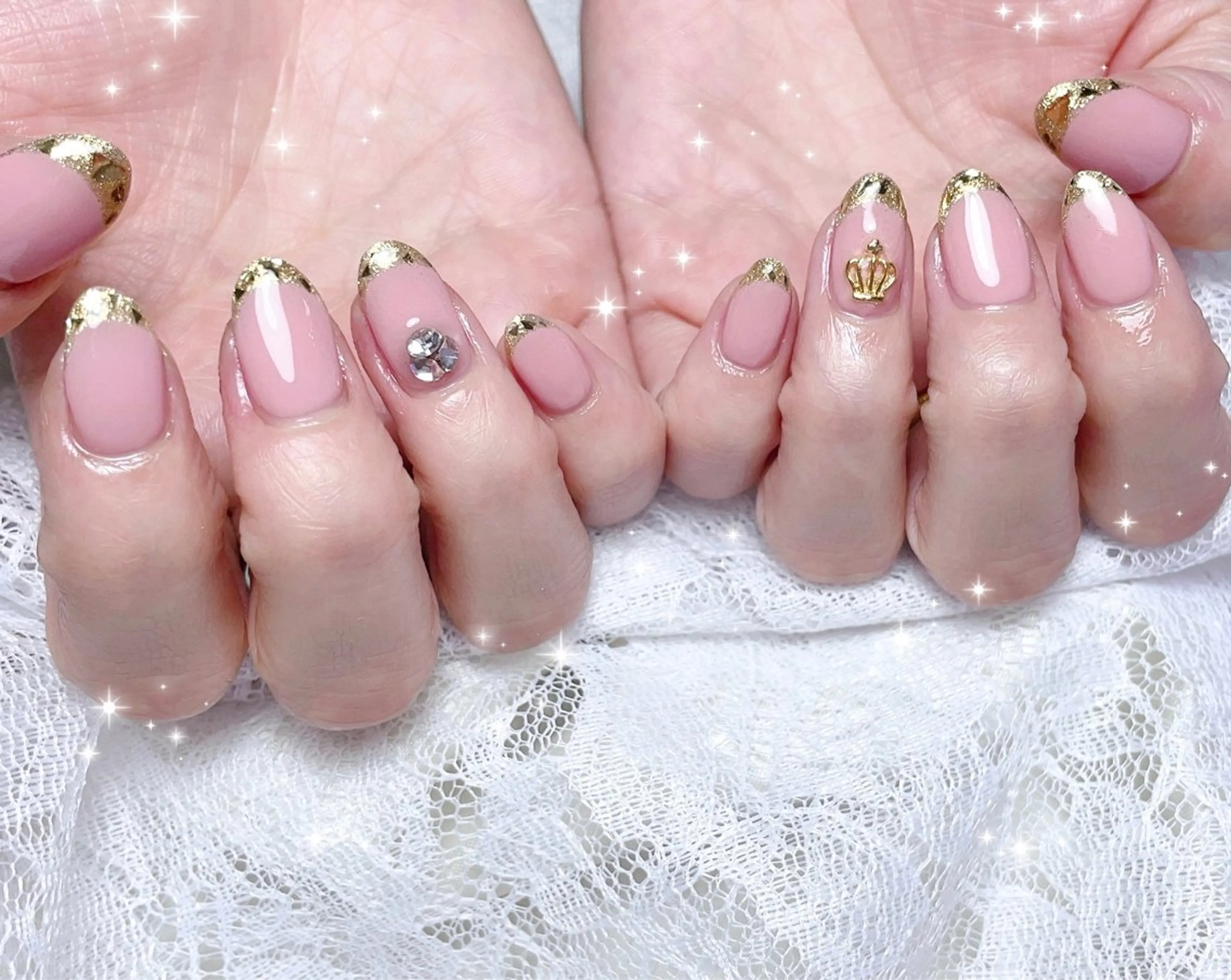 ネイル フレンチネイル ガラスフレンチ ハンドネイル FLARE NAIL フレアネイルのネイルデザイン