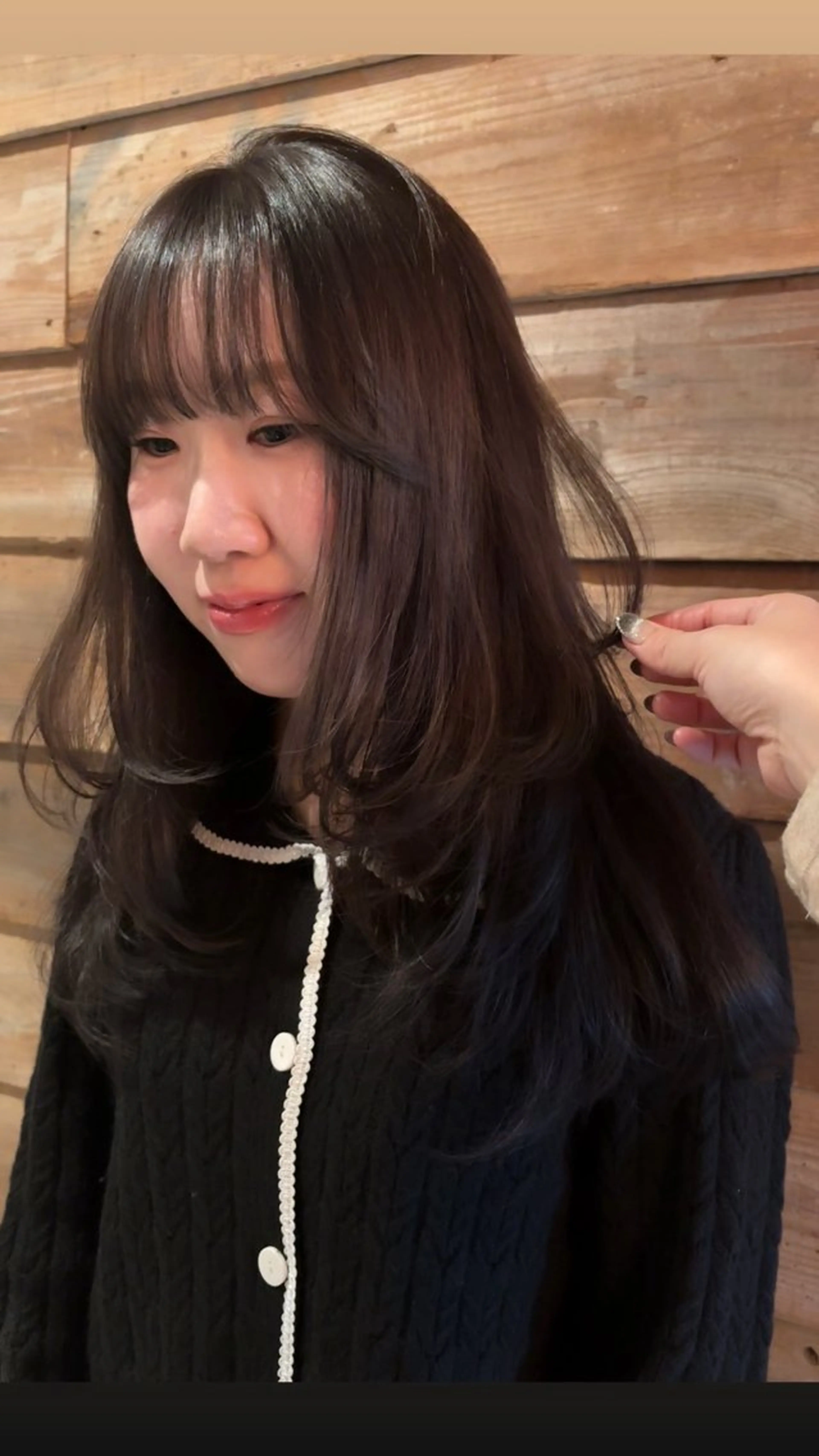 ミディアム カラー パーマ カット ヘアカラー レイヤー/透明感/ ブリーチなし/わかなのヘアスタイル