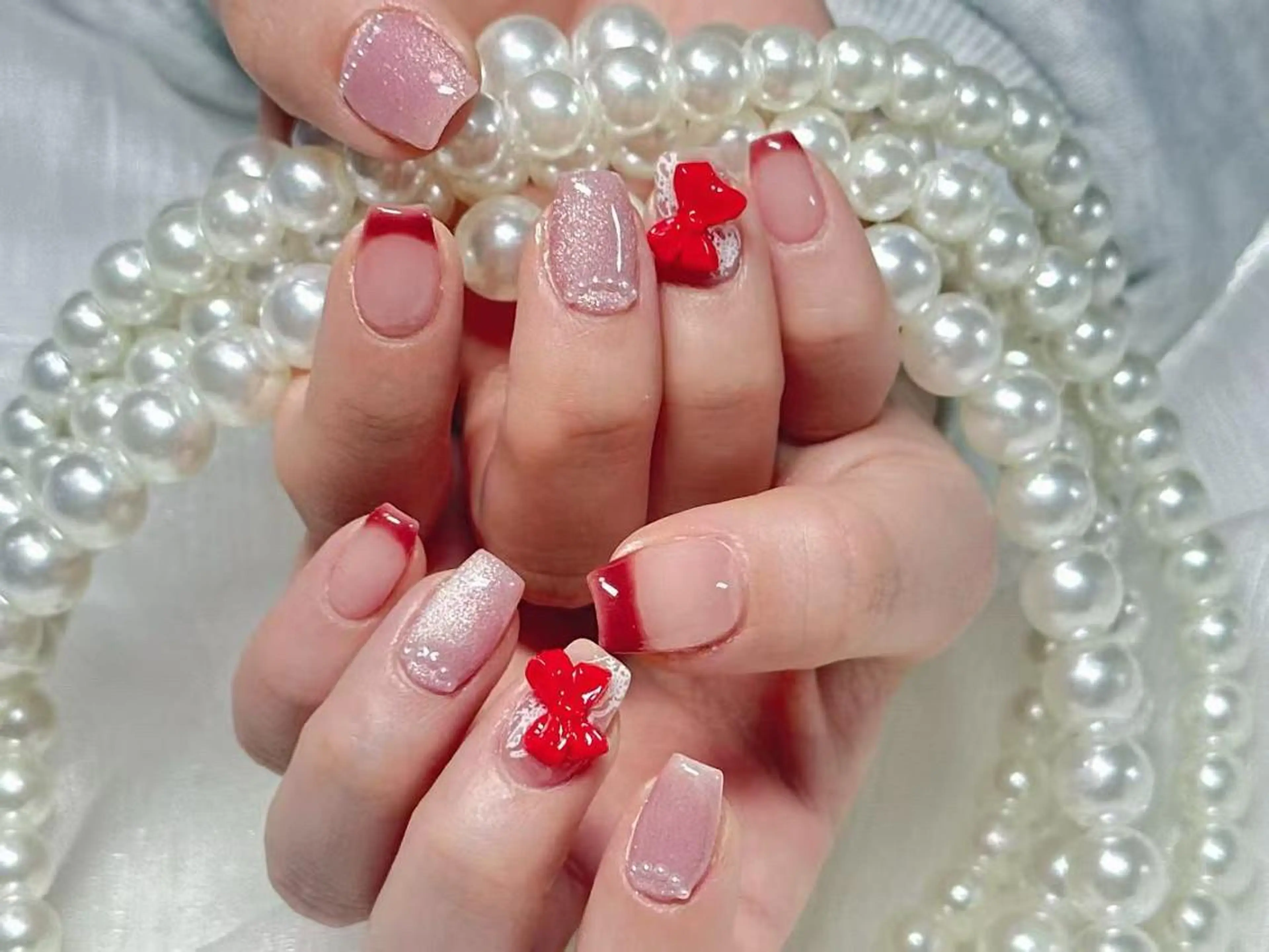 ネイル アートネイル クリアネイル 成人式 長さ出し フラッシュネイル ハンドネイル Ru na🍳のネイルデザイン