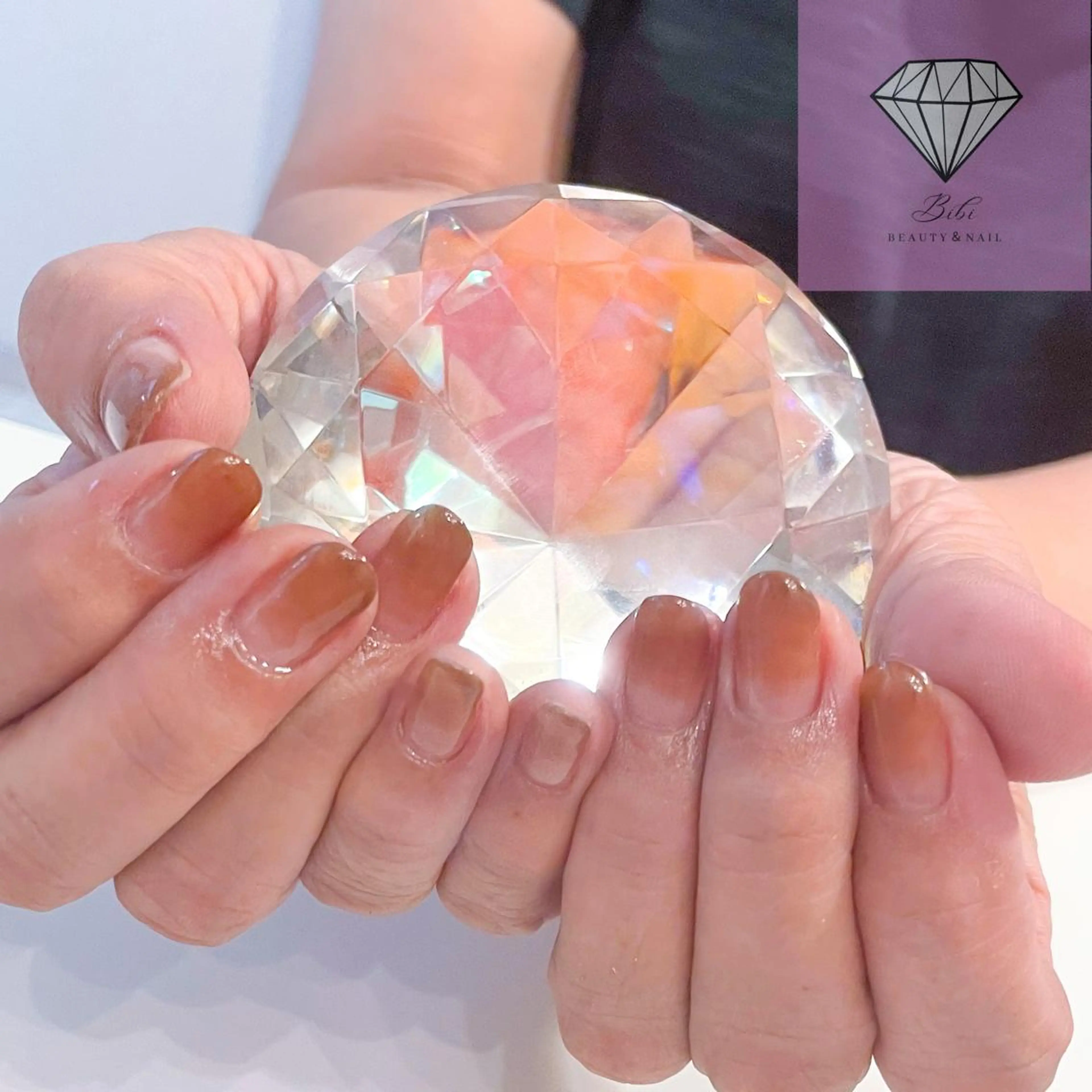 ネイル ブラウン グラデーション ハンドネイル ネイルサロン💎 Bibiのネイルデザイン