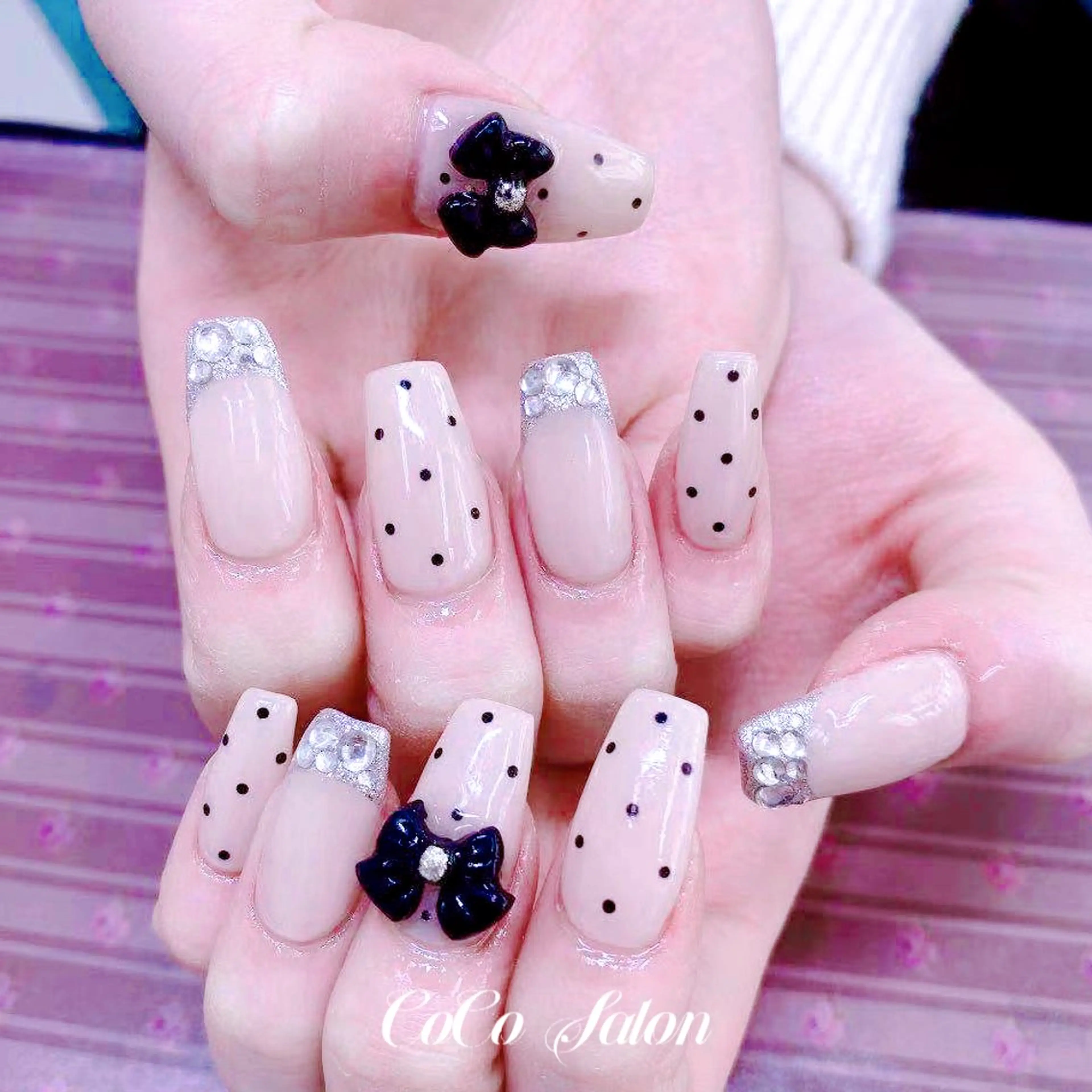 ネイル アートネイル ボルドー 長さ出し ジェルネイル ハート ハンドネイル CoCoSalon ネイル/まつ毛予約のネイルデザイン