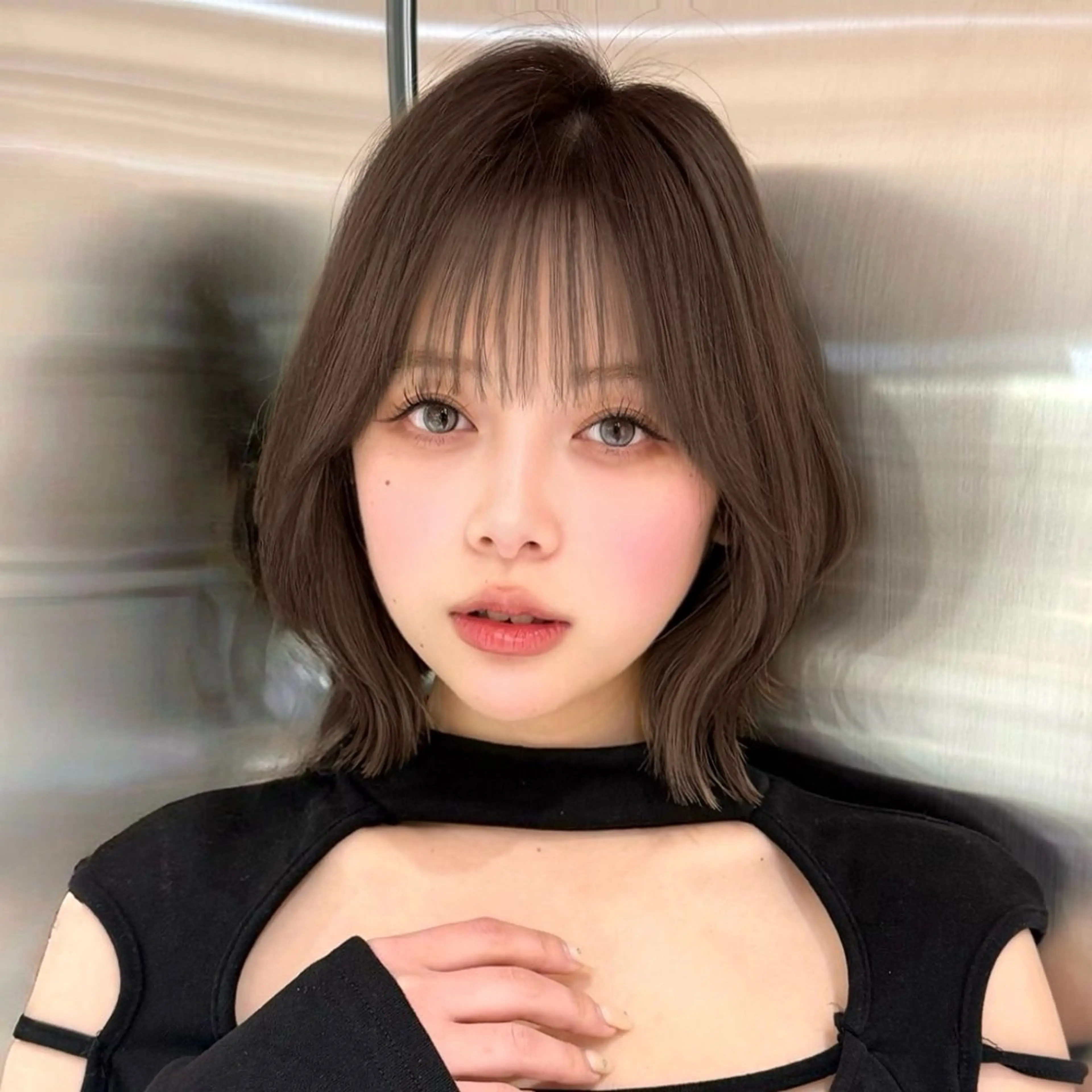 ミディアム カラー ヘアアレンジ ボブレイヤー 透明感カラー ボブ 韓国風ヘア レイヤーカット 韓国ボブ/髪質改善 /新宿/Rumiのヘアスタイル