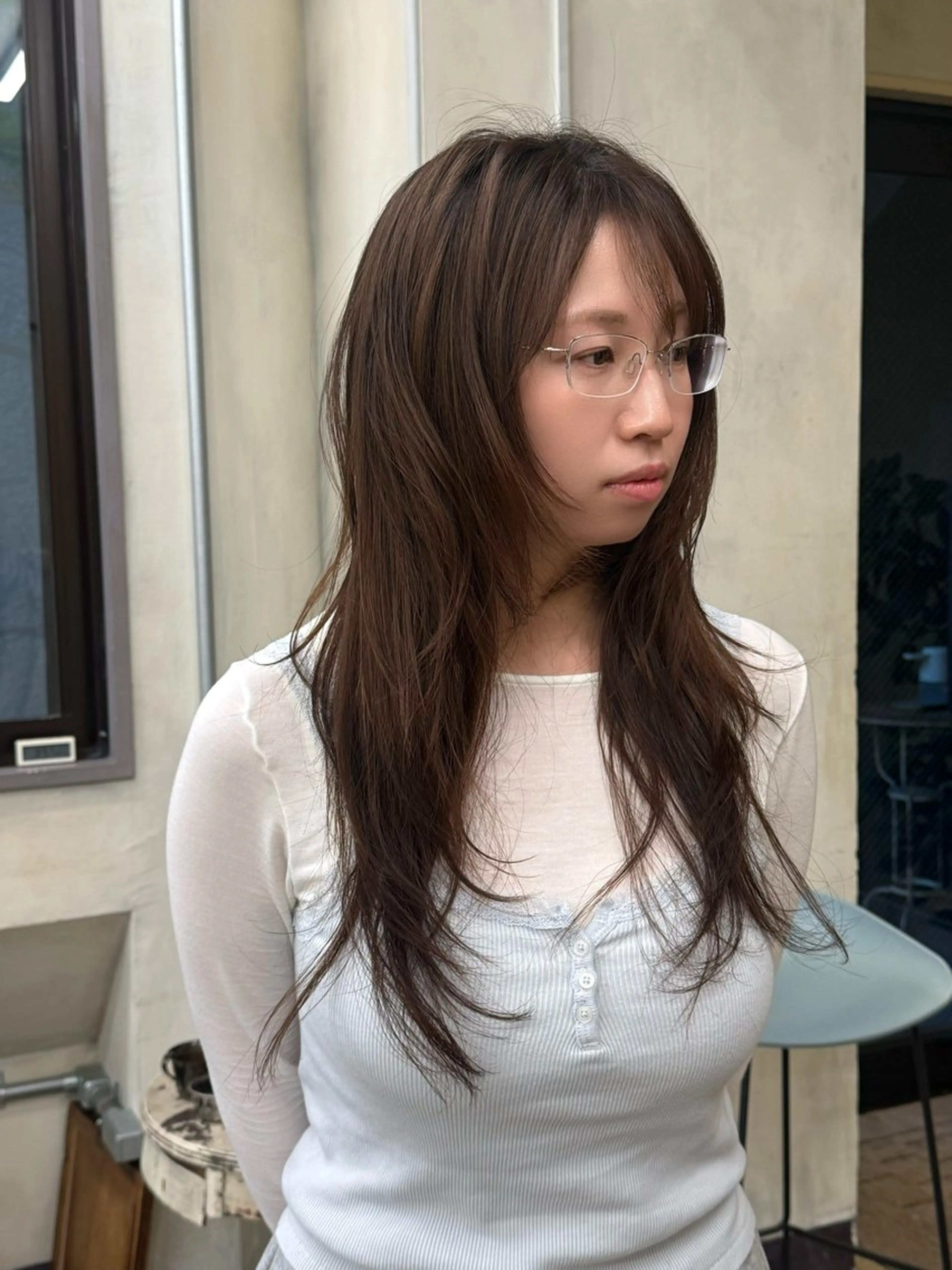 ロング カラー ハッシュカット 韓国レイヤー　 suzuのヘアスタイル