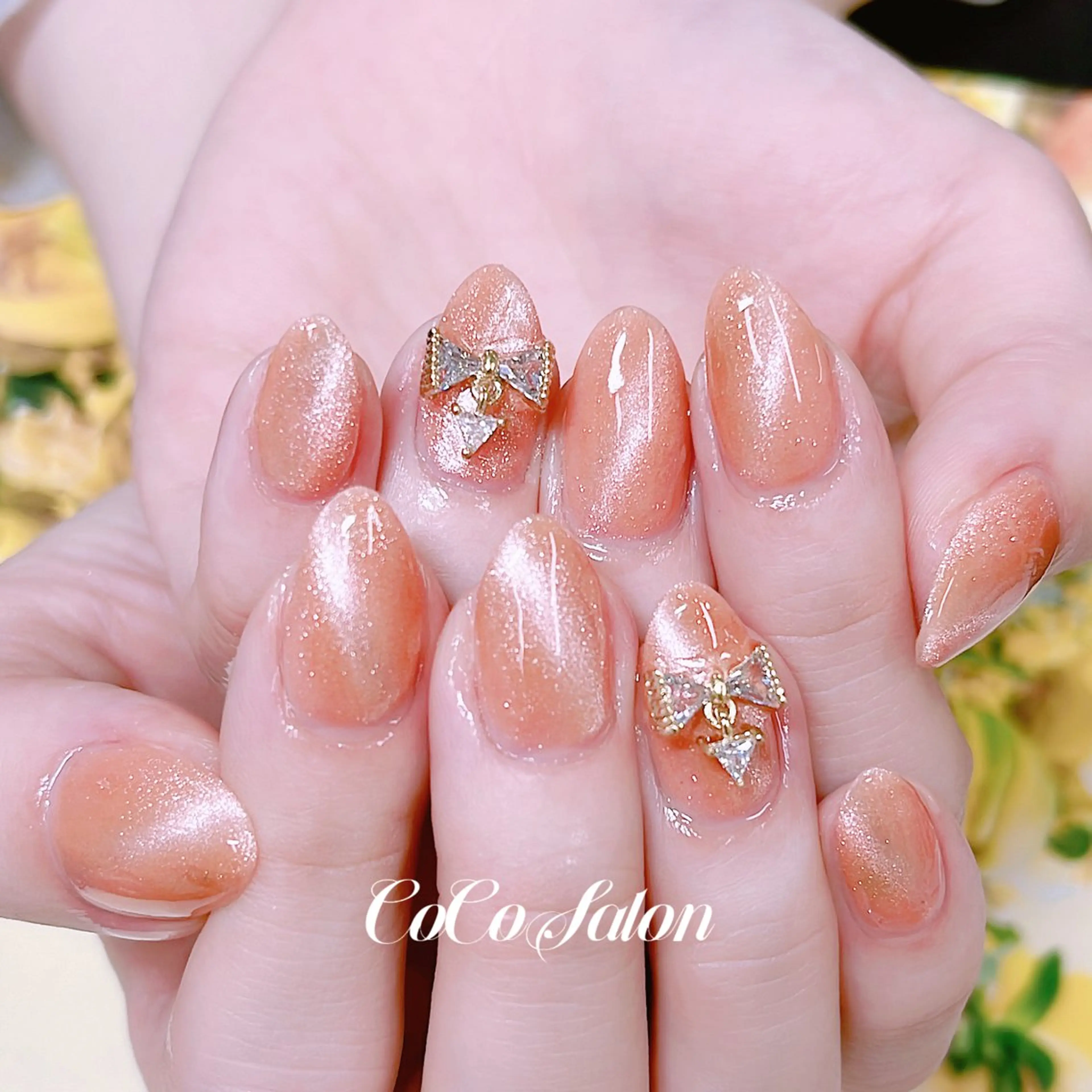 ネイル マグネットネイル リボン ハンドネイル CoCoSalon ネイル/まつ毛予約のネイルデザイン