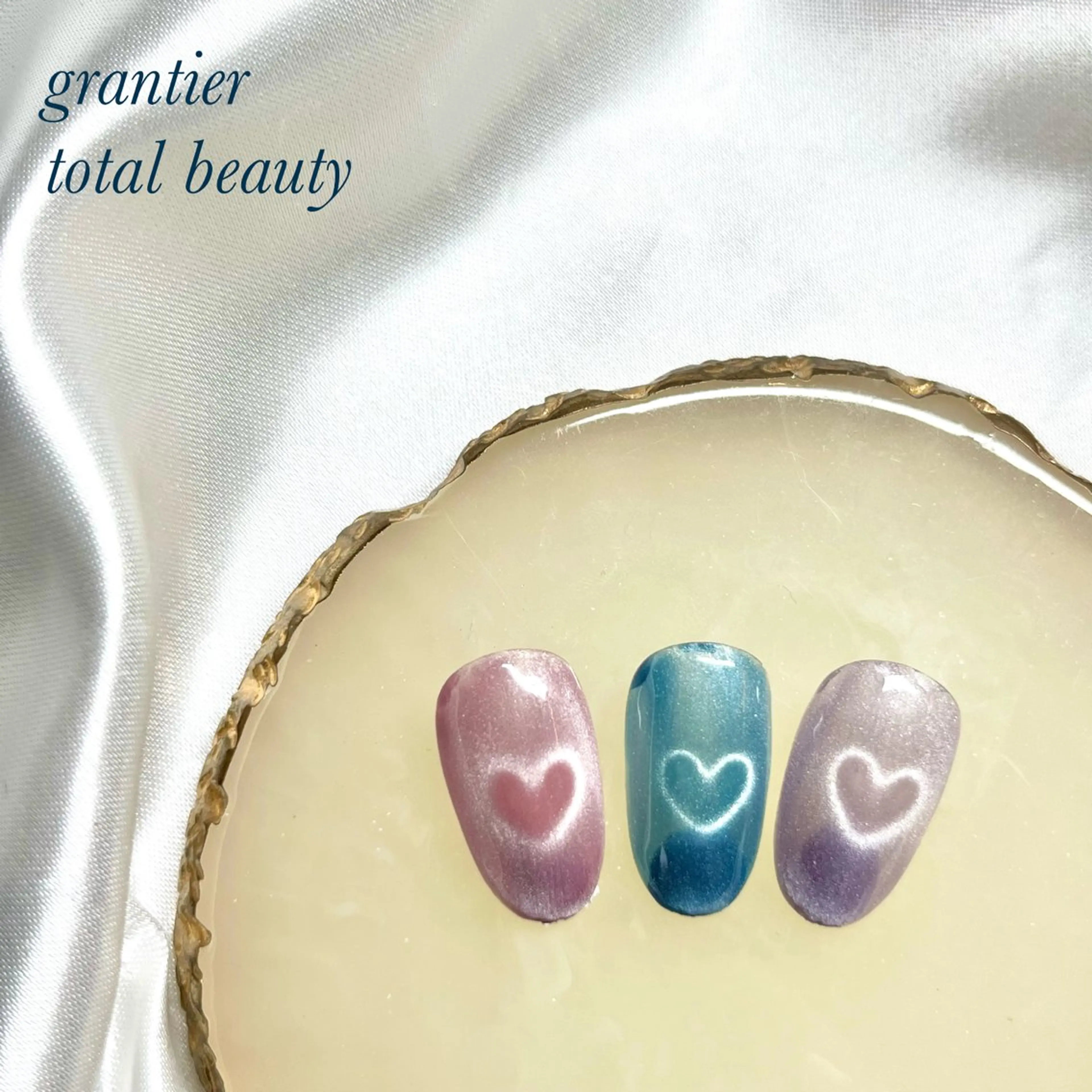 ネイル ハート マグネットネイル ワンカラーネイル ハンドネイル grantier beautyのネイルデザイン