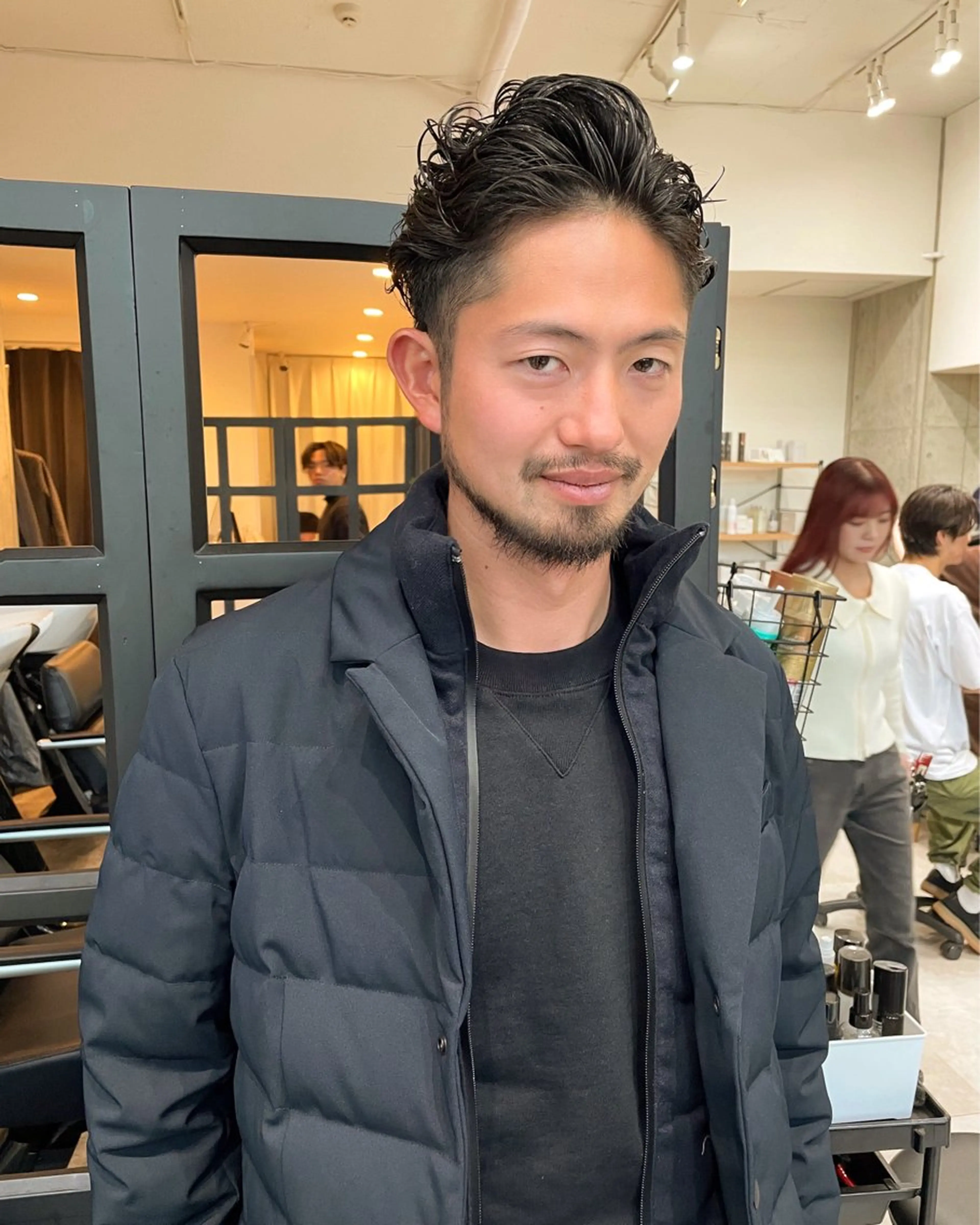 ショート パーマ メンズ オールバック ビジネス メンズパーマ 堀江将太朗/恵比寿/ メンズカットのヘアスタイル