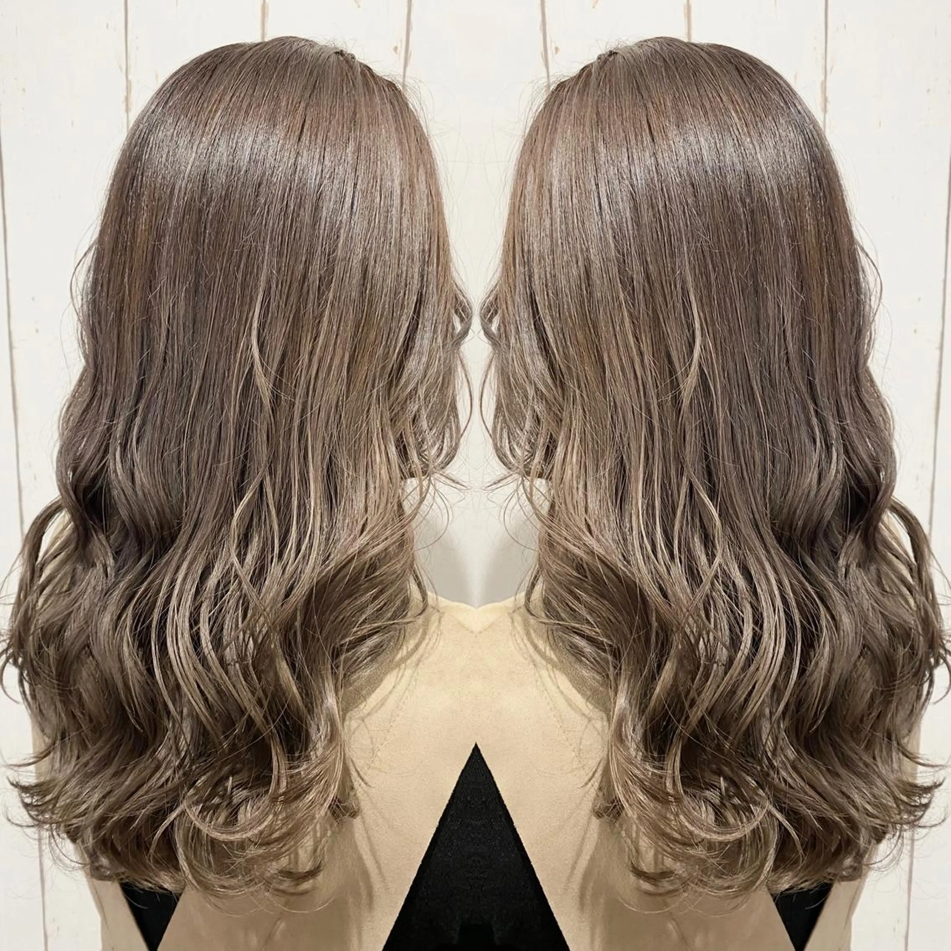 ミディアム カラー パーマ ヘアアレンジ アッシュ バレイヤージュ ベージュカラー ブリーチ 透明感カラー RecheRche【池袋】所属・👑指名率No.1 👑坂口飛翔のヘアスタイル