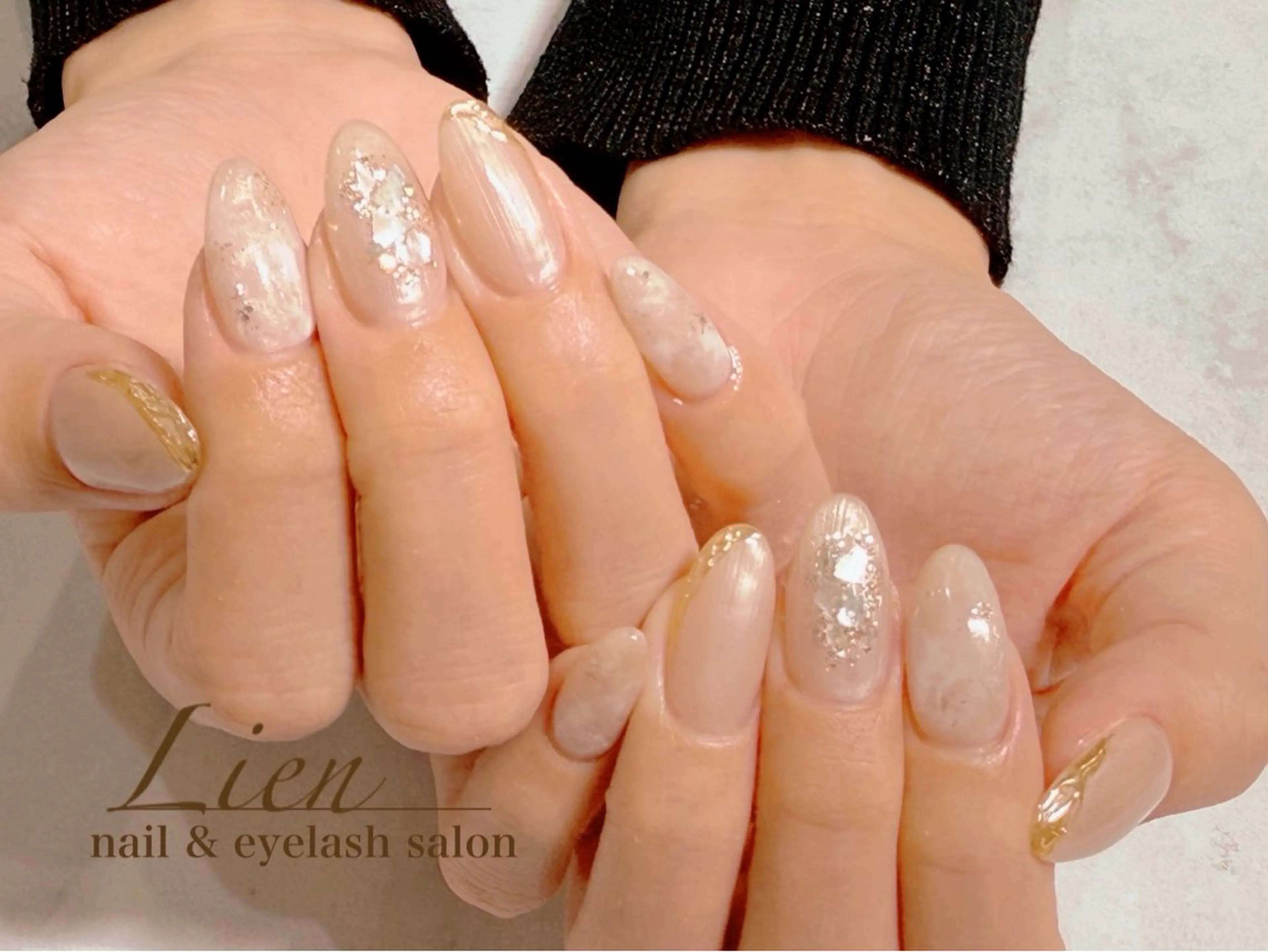ネイル 長さ出し フットネイル フレンチネイル ジェルネイル ガラスフレンチ ハンドネイル Lien（リアン） 銀座駅6分のネイルデザイン