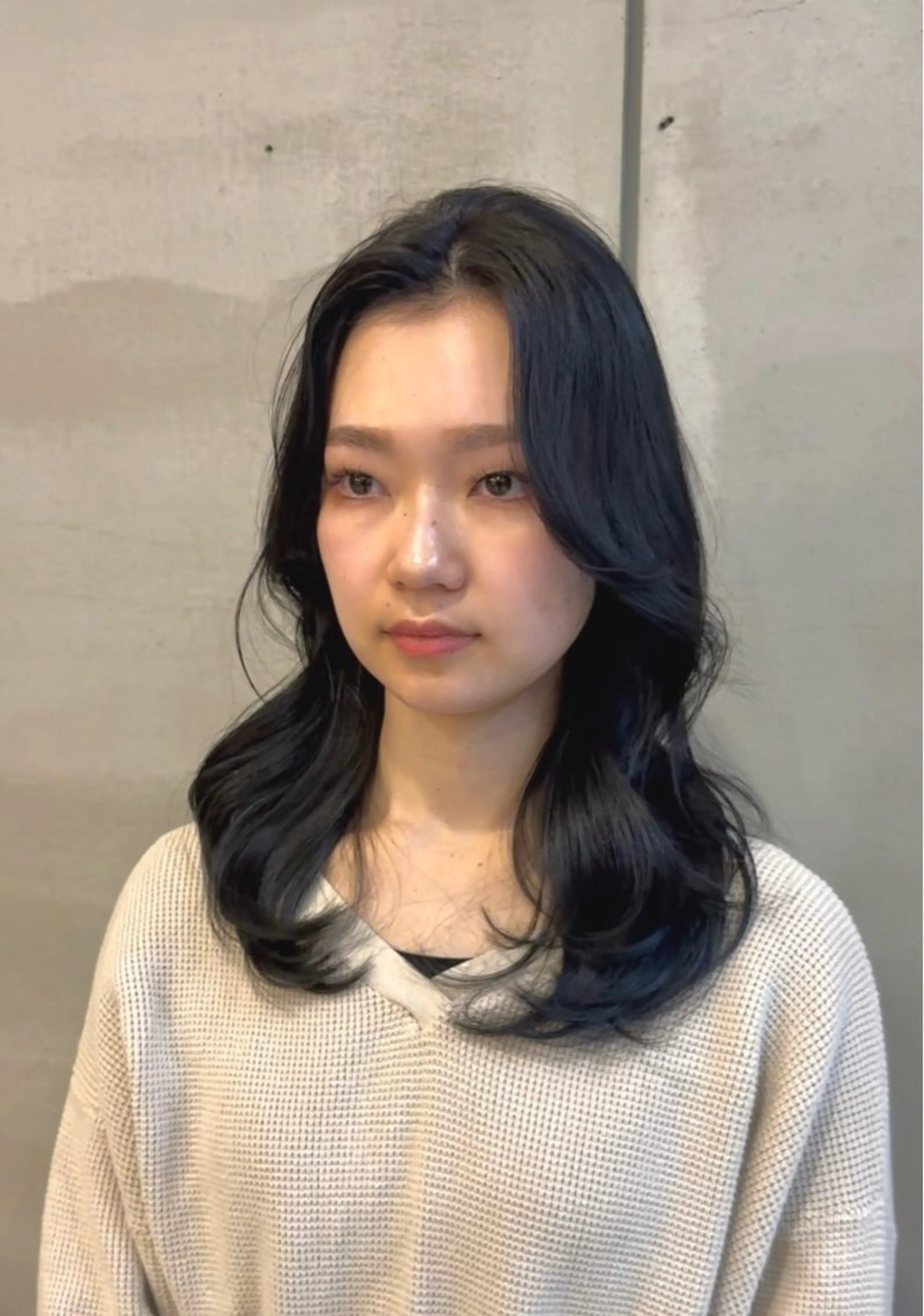 セミロング 韓国風ヘア レイヤーカット カット ヘアカラー 堀 直人のヘアスタイル