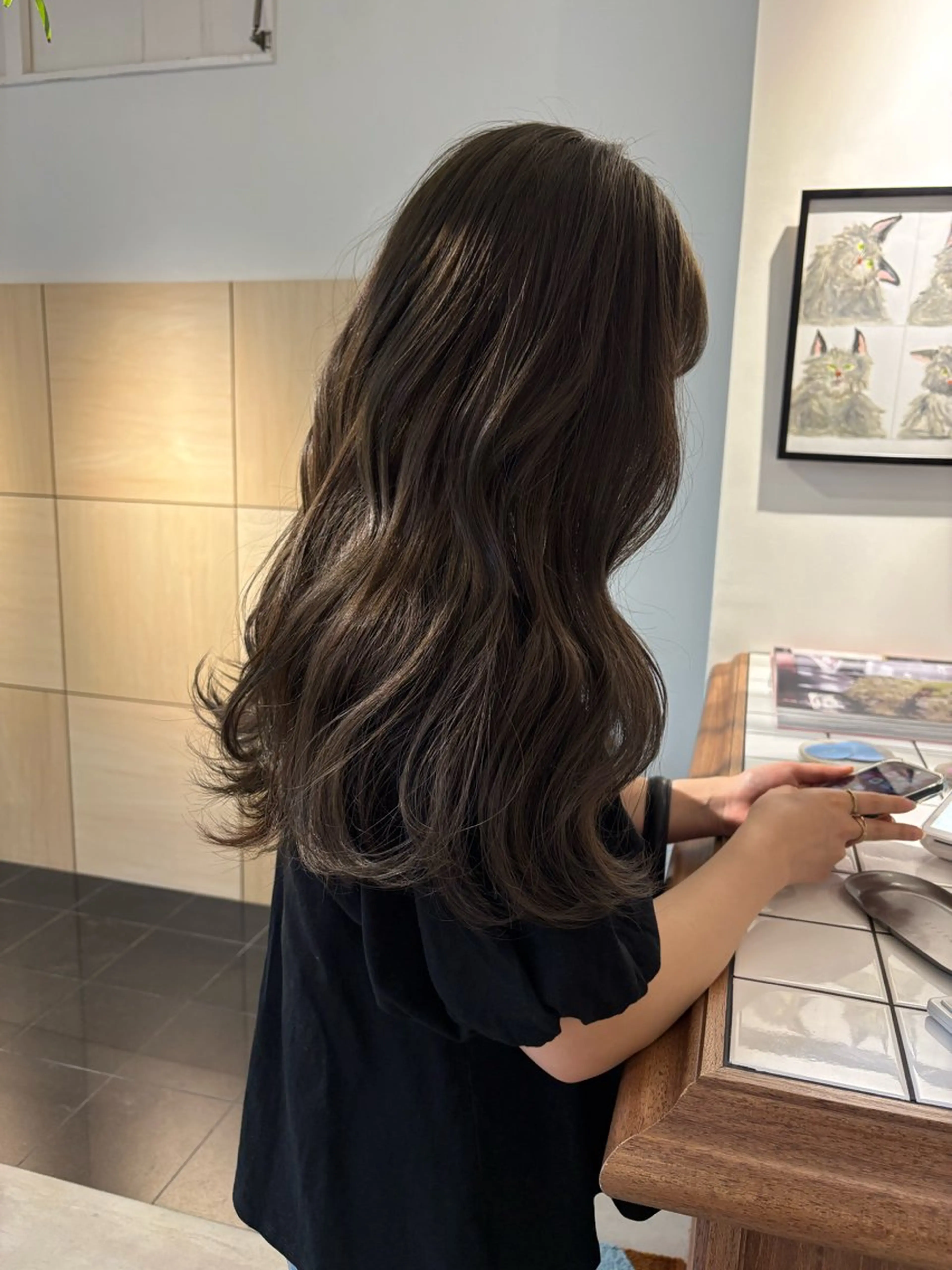 ロング カラー ベージュカラー オリーブベージュ カット ヘアカラー Yui 🫧のヘアスタイル