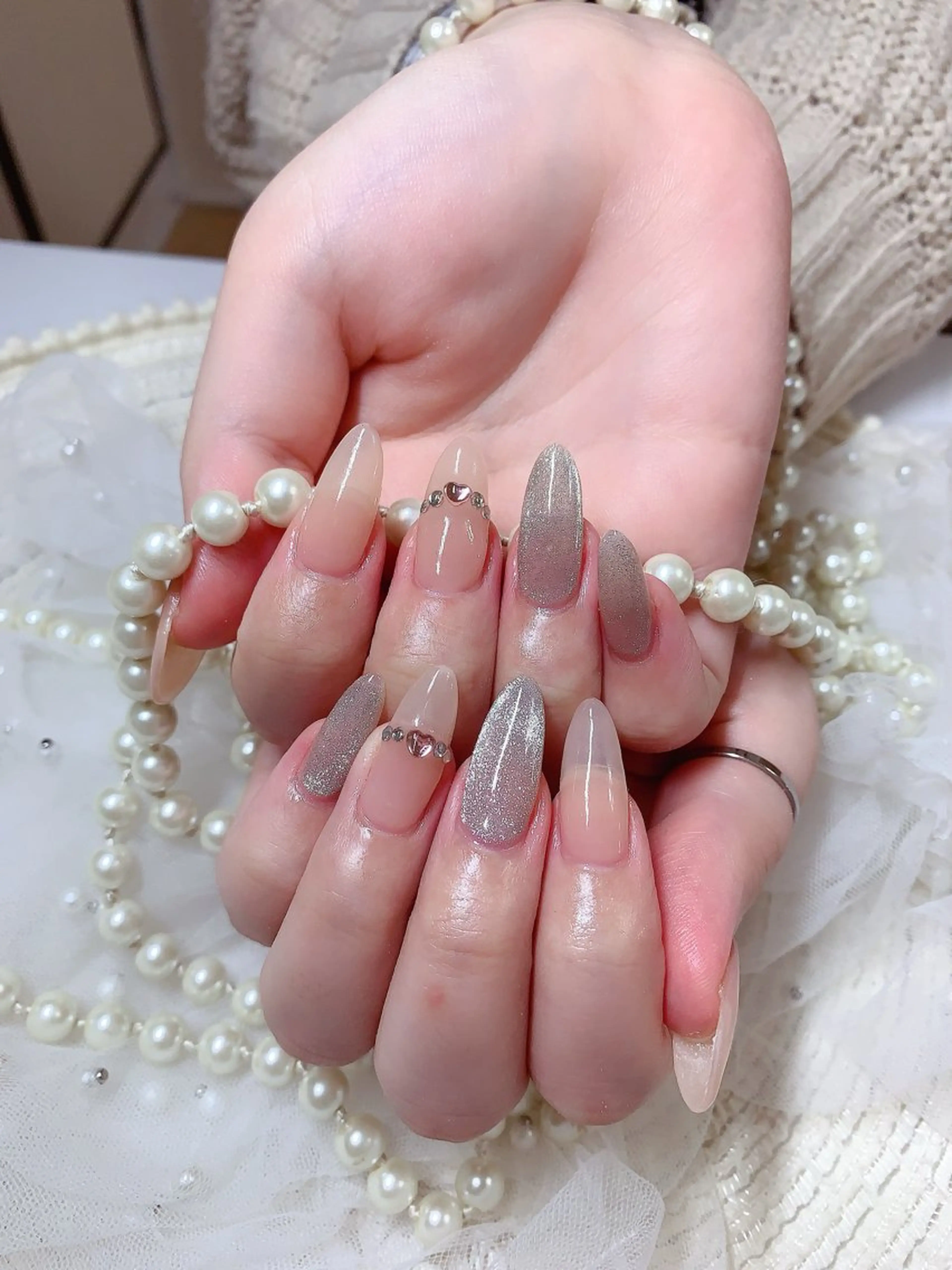 ネイル フットネイル ジェルネイル ラメ(グリッター) ラメグラデーション マグネットネイル ネイルサロンAiri 長さ出し·シンプルのネイルデザイン