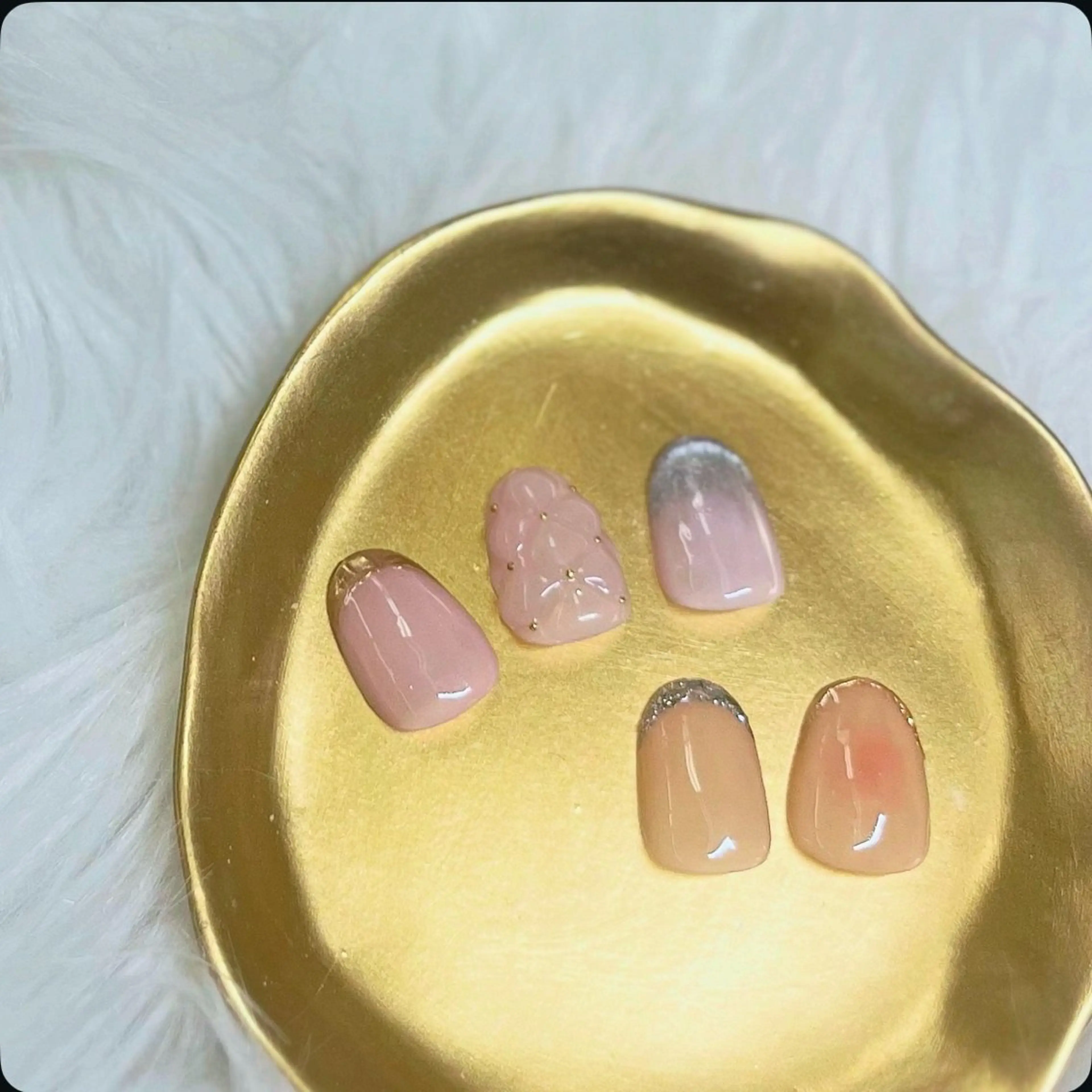 ネイル アートネイル チークネイル フレンチネイル ガラスフレンチ 韓国ネイル ハンドネイル chai 上本町 sakuraのネイルデザイン