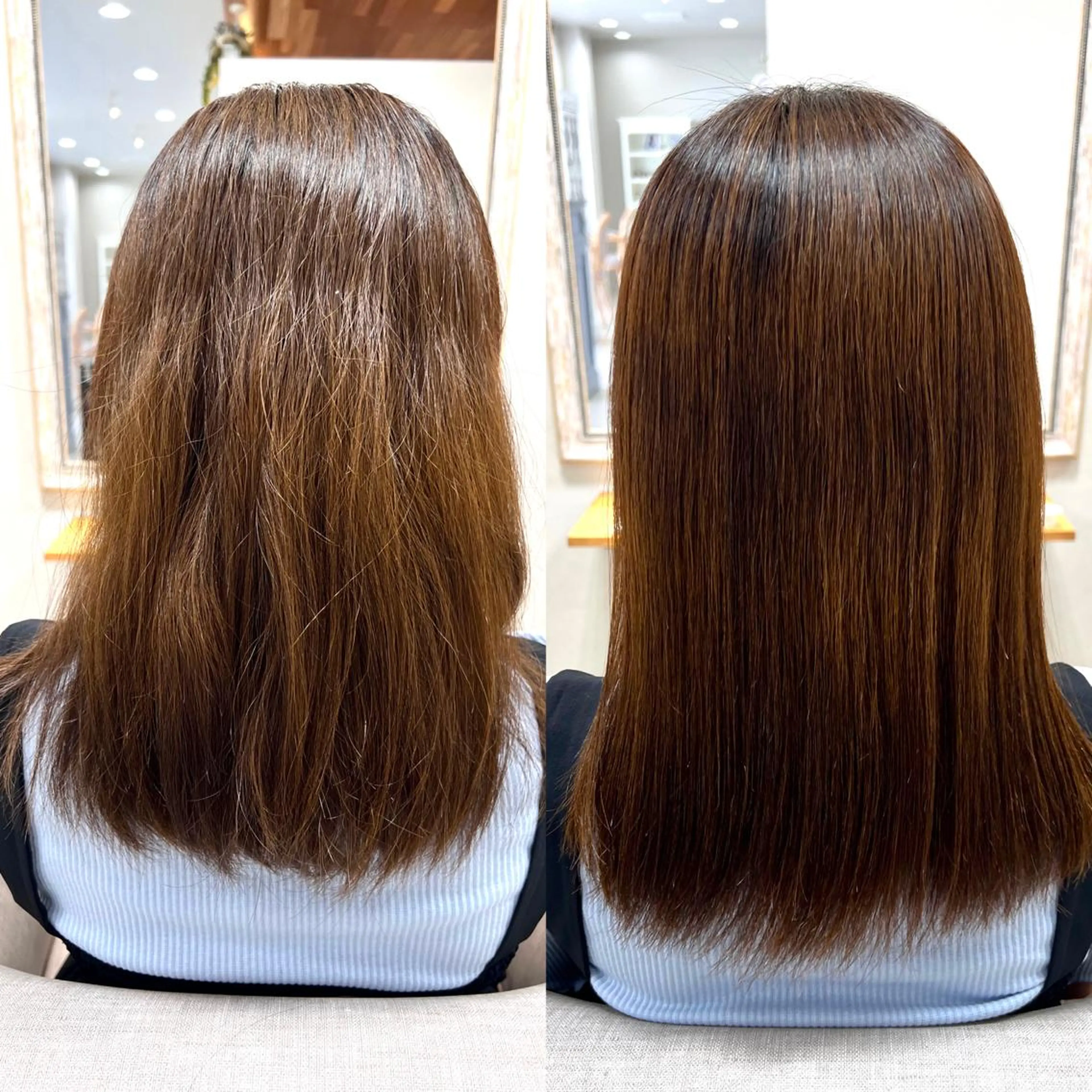 ミディアム 伸ばしかけ 髪質改善 縮毛矯正 ショート/白髪ぼかし 君和田若菜のヘアスタイル