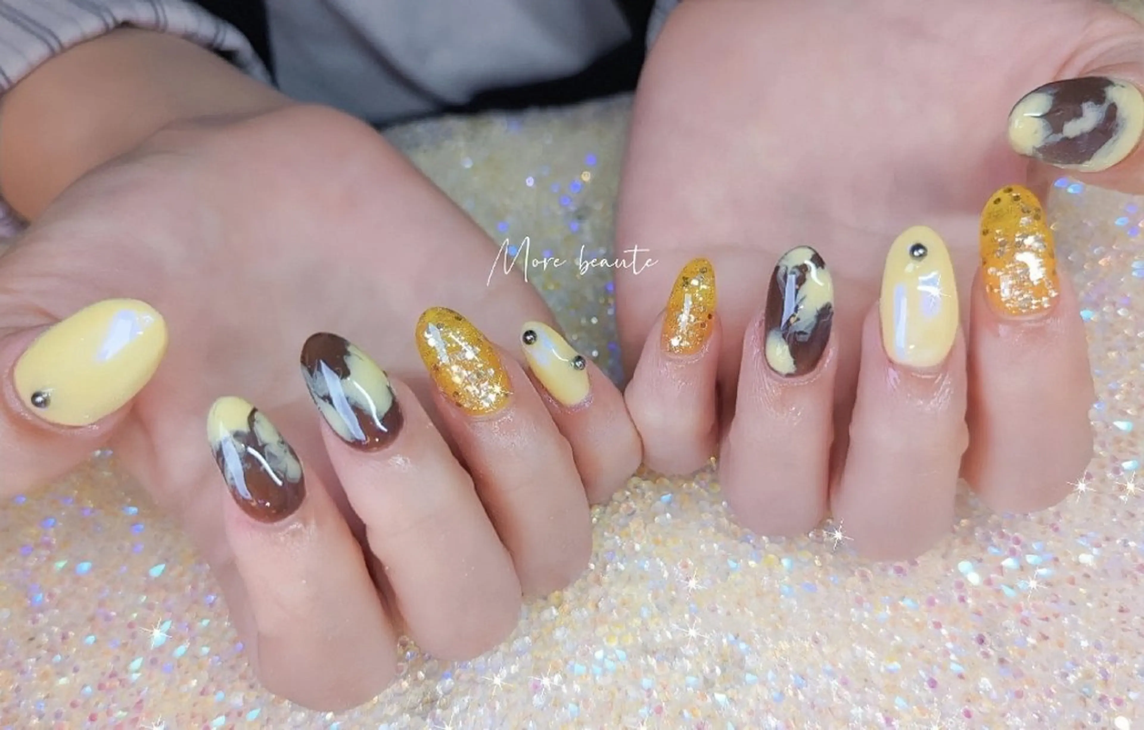 ネイル 長さ出し ジェルネイル ハート 韓国ネイル マグネットネイル ハンドネイル I LOVE ME  NAIL.｡.:*♡のネイルデザイン