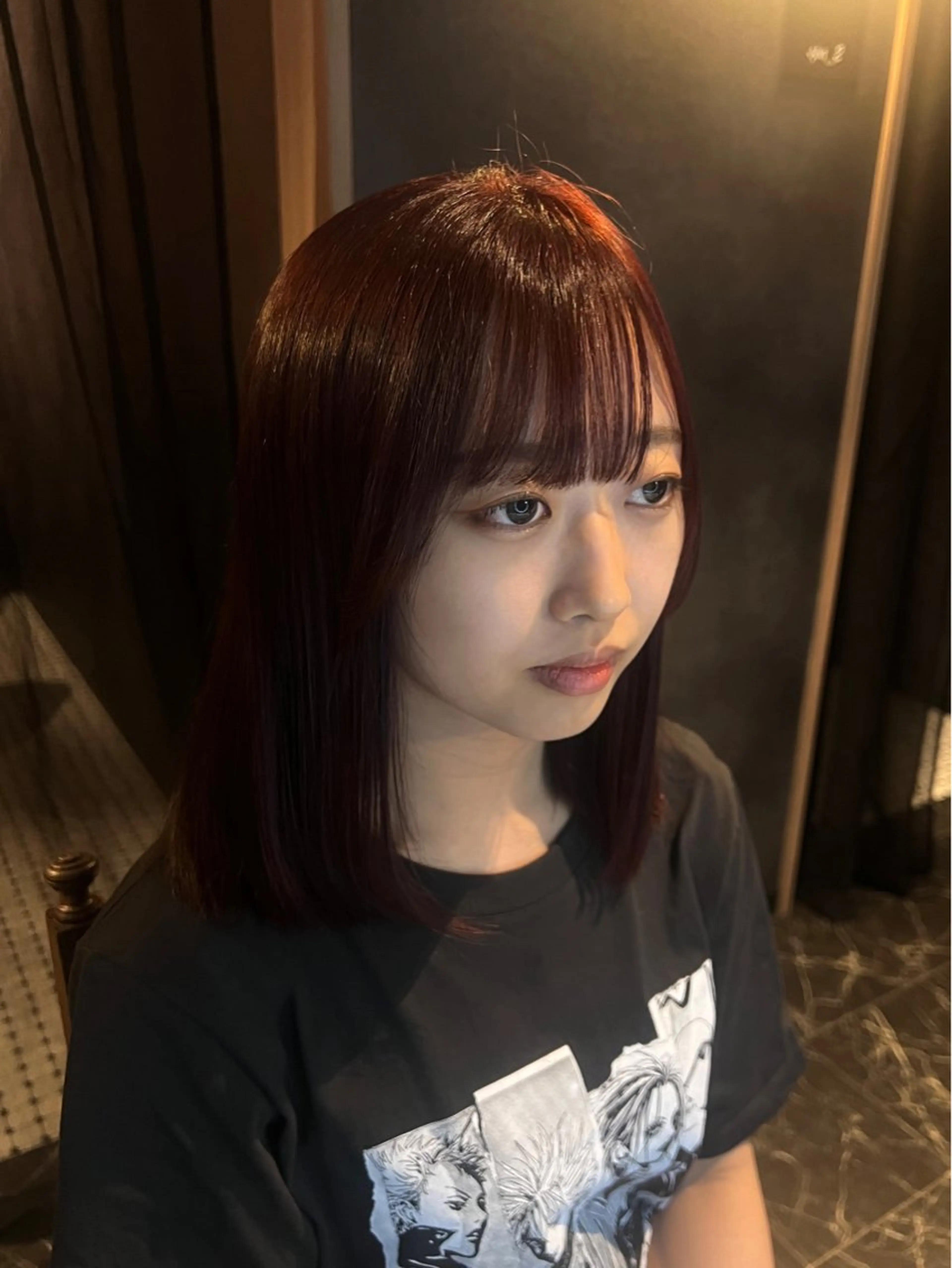 カラー ブリーチ ボルドーカラー ブリーチなしカラー カット ヘアカラー トリートメント レディース特化 ナチュラル☘︎︎芹七のヘアスタイル