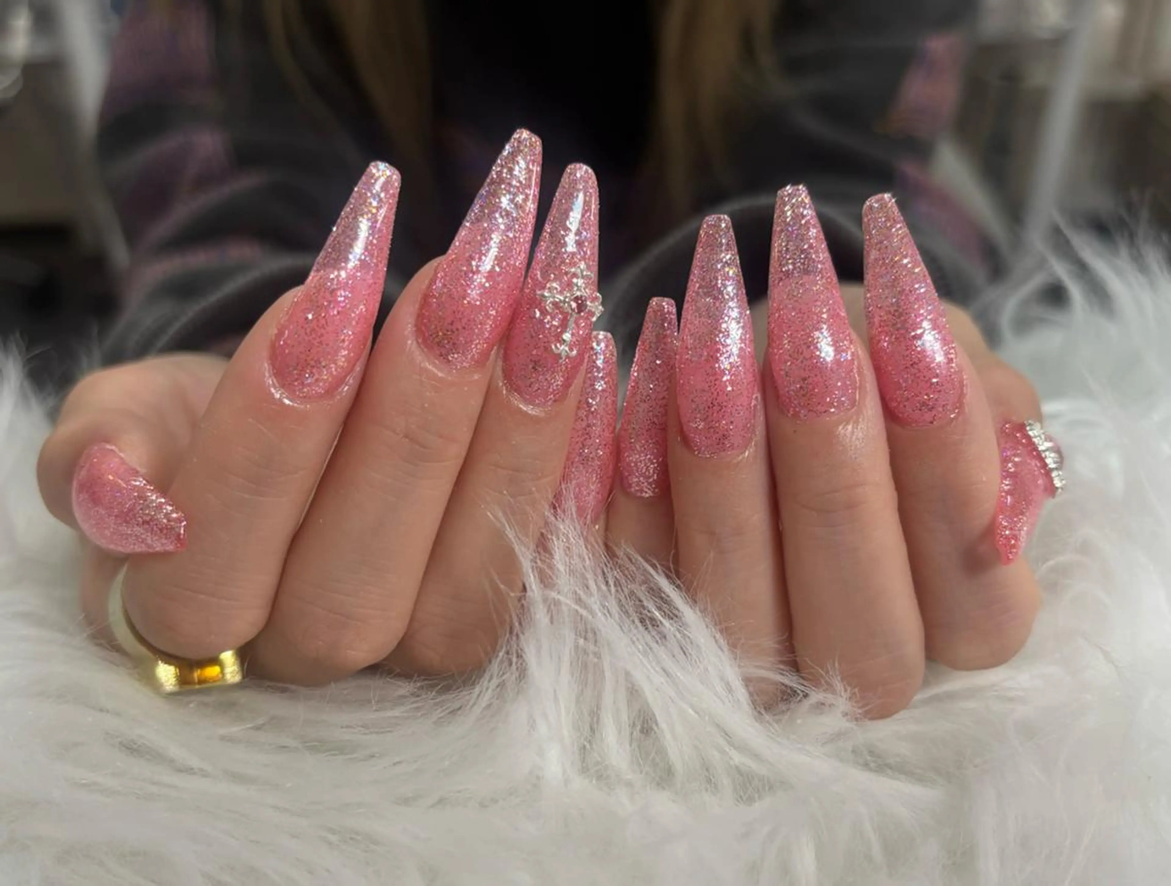 ネイル 長さ出し グラデーション 卒業式 キラキラネイル マグネットネイル アンアンBelle Nail Salonのネイルデザイン