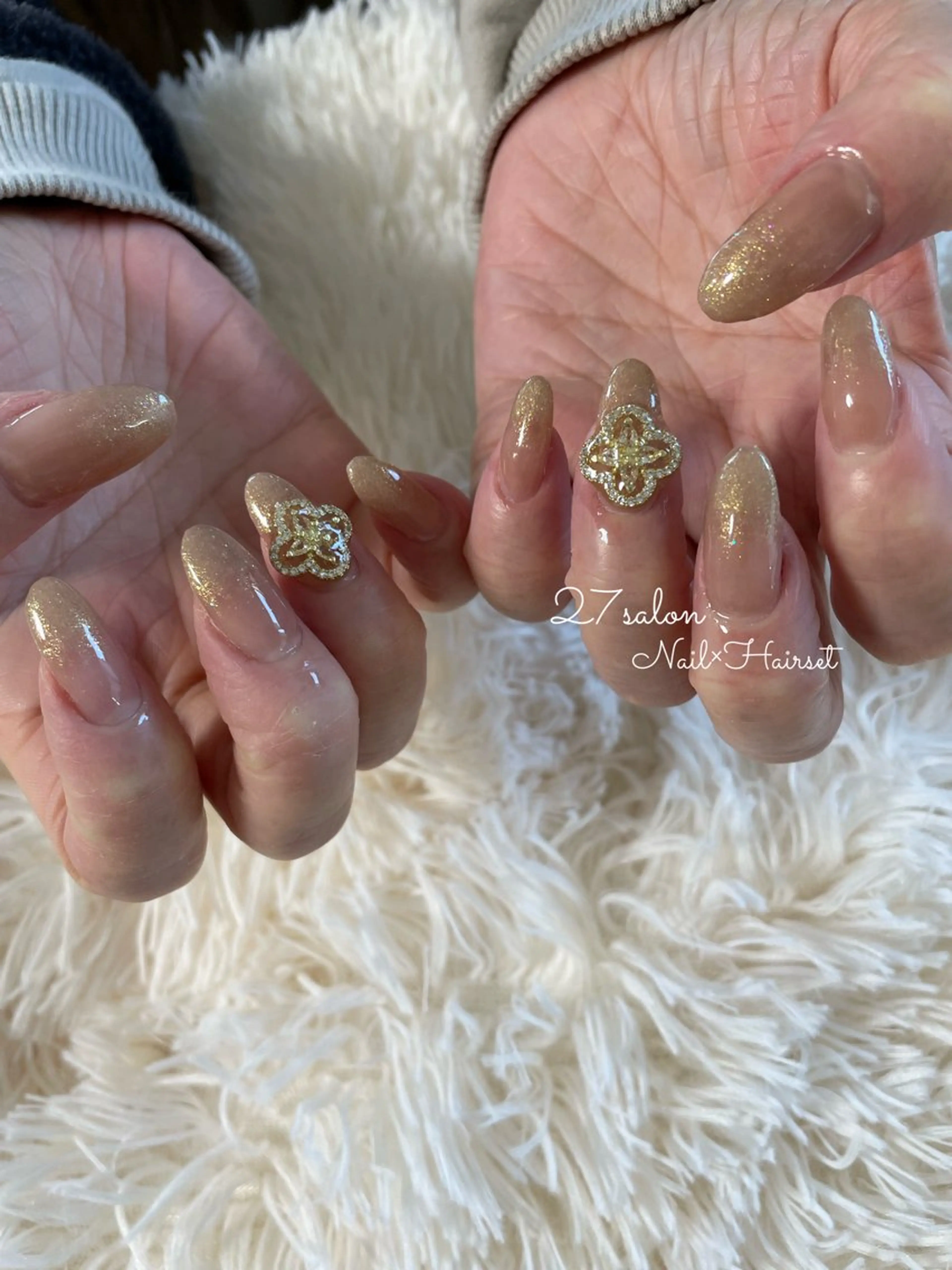 ネイル ブラウン グラデーション ラメ(グリッター) ラメグラデーション 27salon yuinaのネイルデザイン