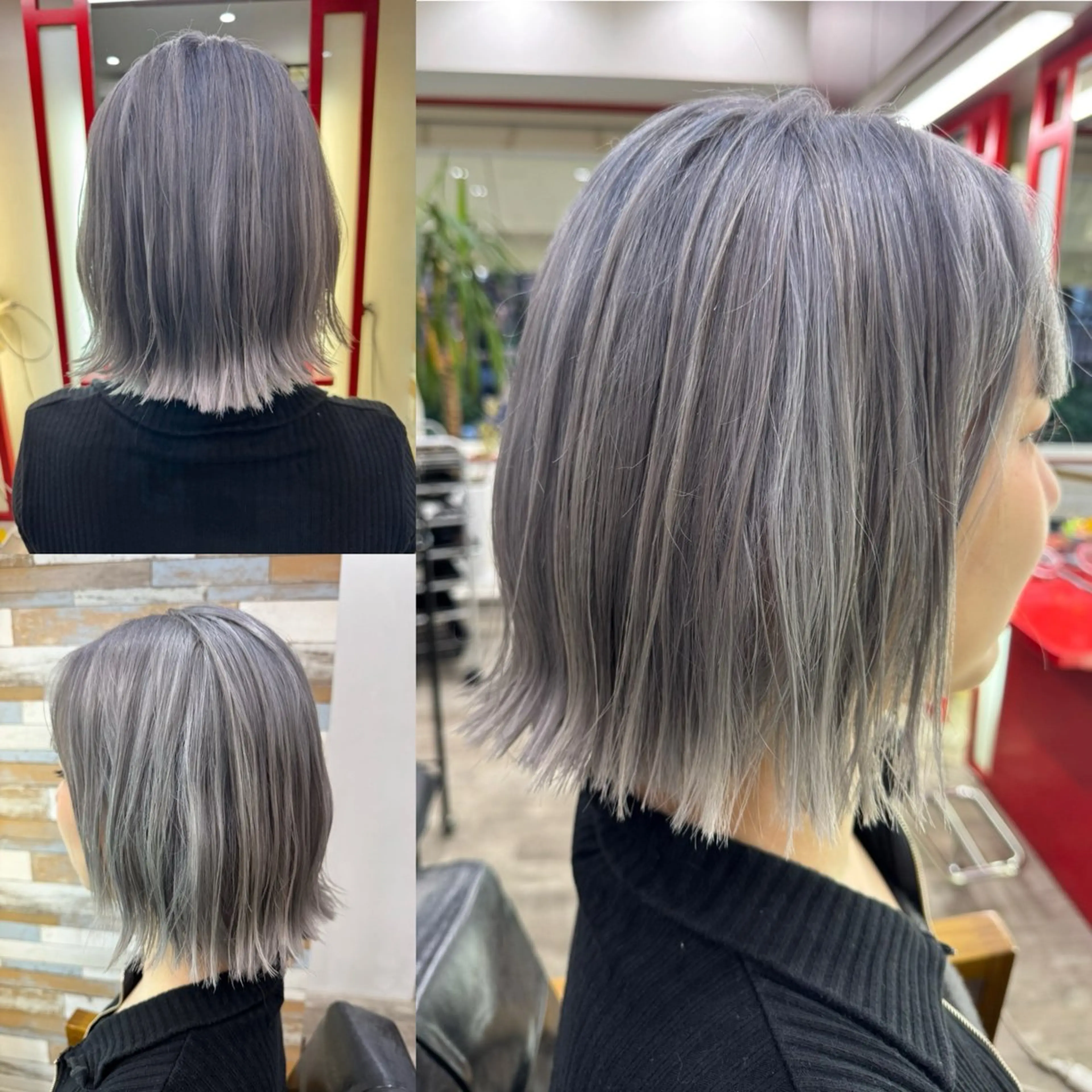 ミディアム カラー ハイトーンカラー シルバー カット ヘアカラー トリートメント 居心地の良さ◎ 明るいお店です◎のヘアスタイル