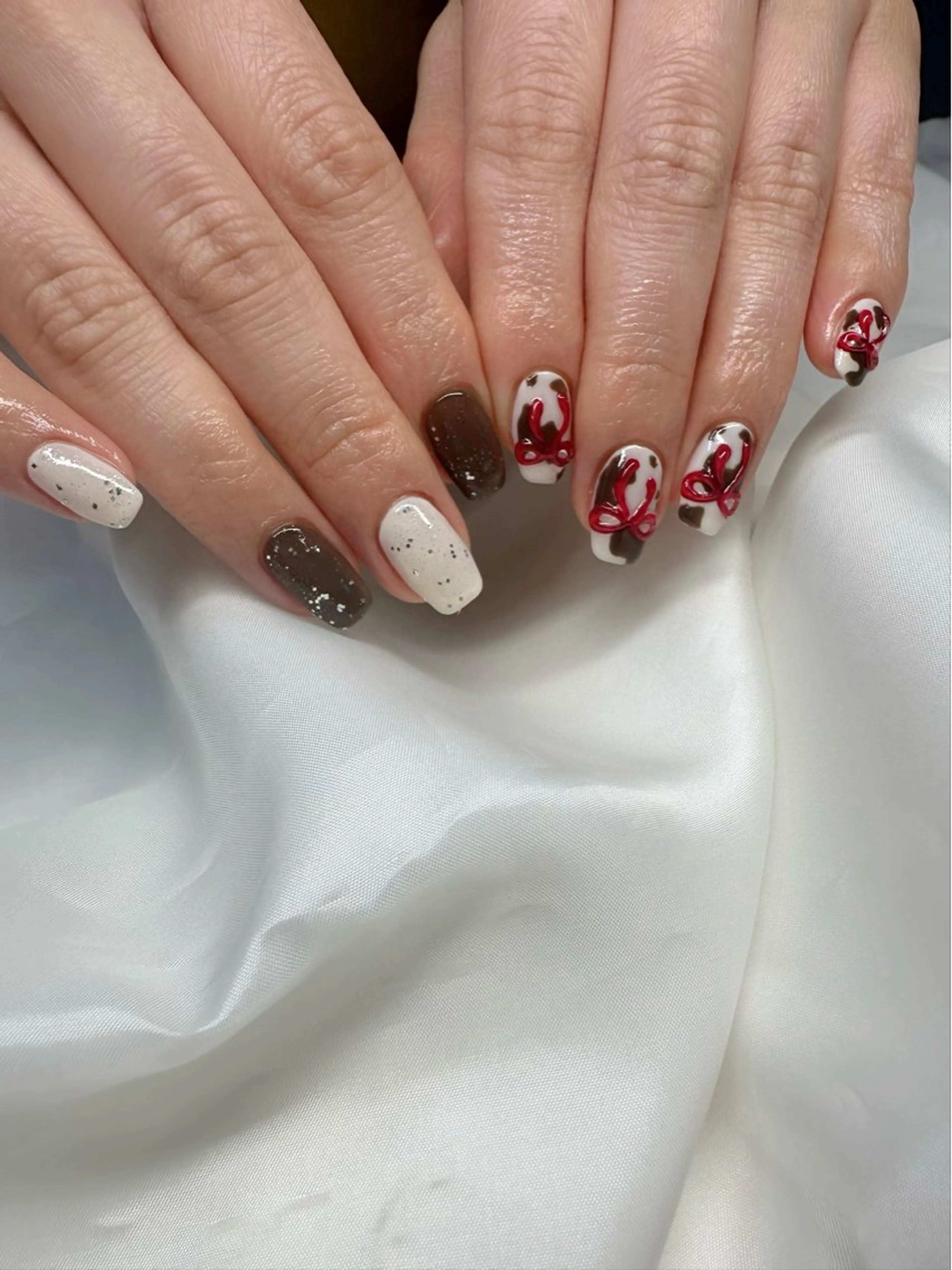 ネイル アートネイル ブラウン クリアネイル 氷ネイル・うるうるネイル 韓国ネイル 🪞KAPE NAIL 🪞のネイルデザイン