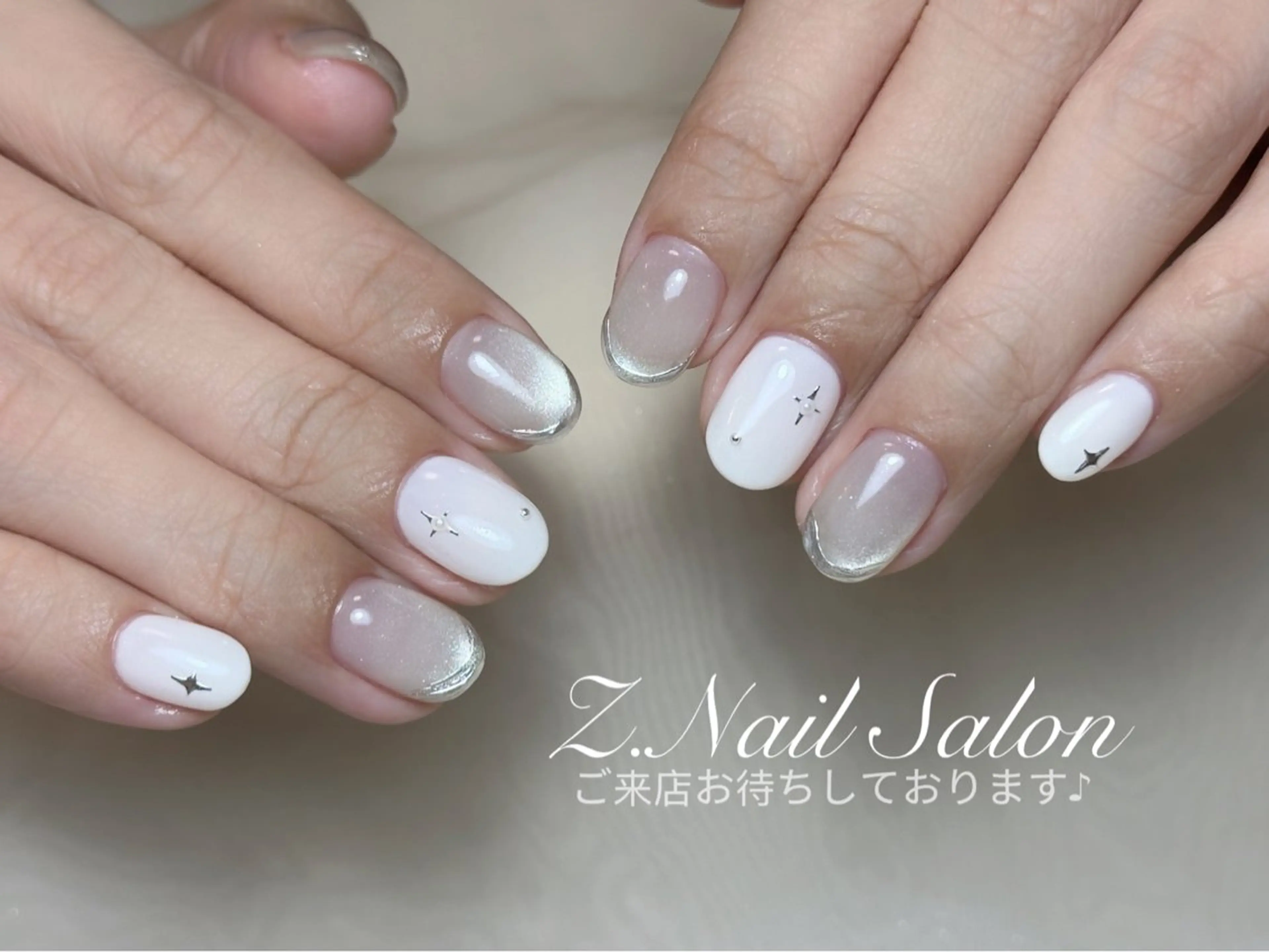 ネイル 長さ出し フットネイル フレンチネイル ジェルネイル ガラスフレンチ ハンドネイル Z.Nail Salonのネイルデザイン