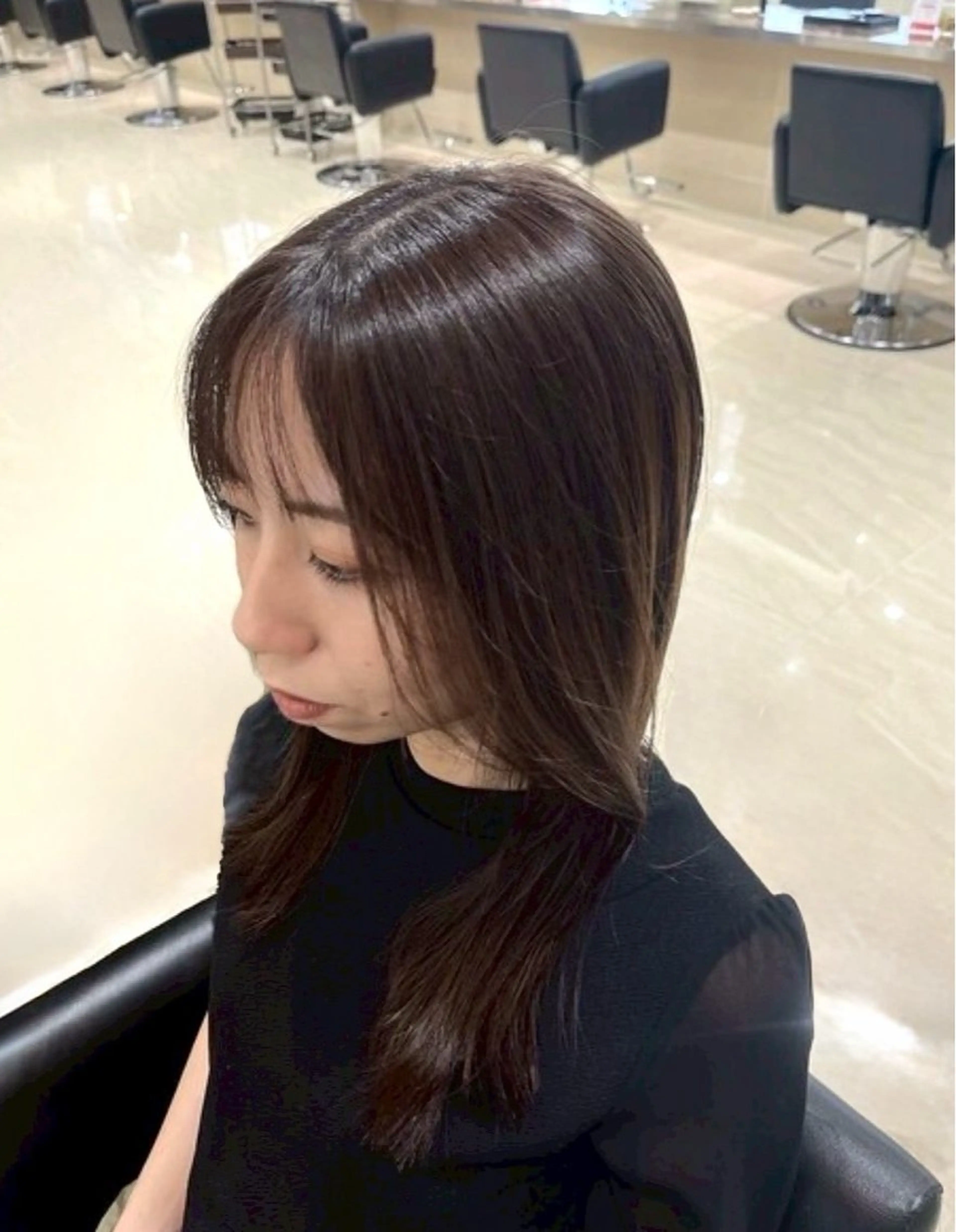 セミロング カラー ブラウンカラー ケアカラー チョコレートブラウン 髪質改善 カット ヘアカラー トリートメント CLALA 立町 /上野 幹奈のヘアスタイル