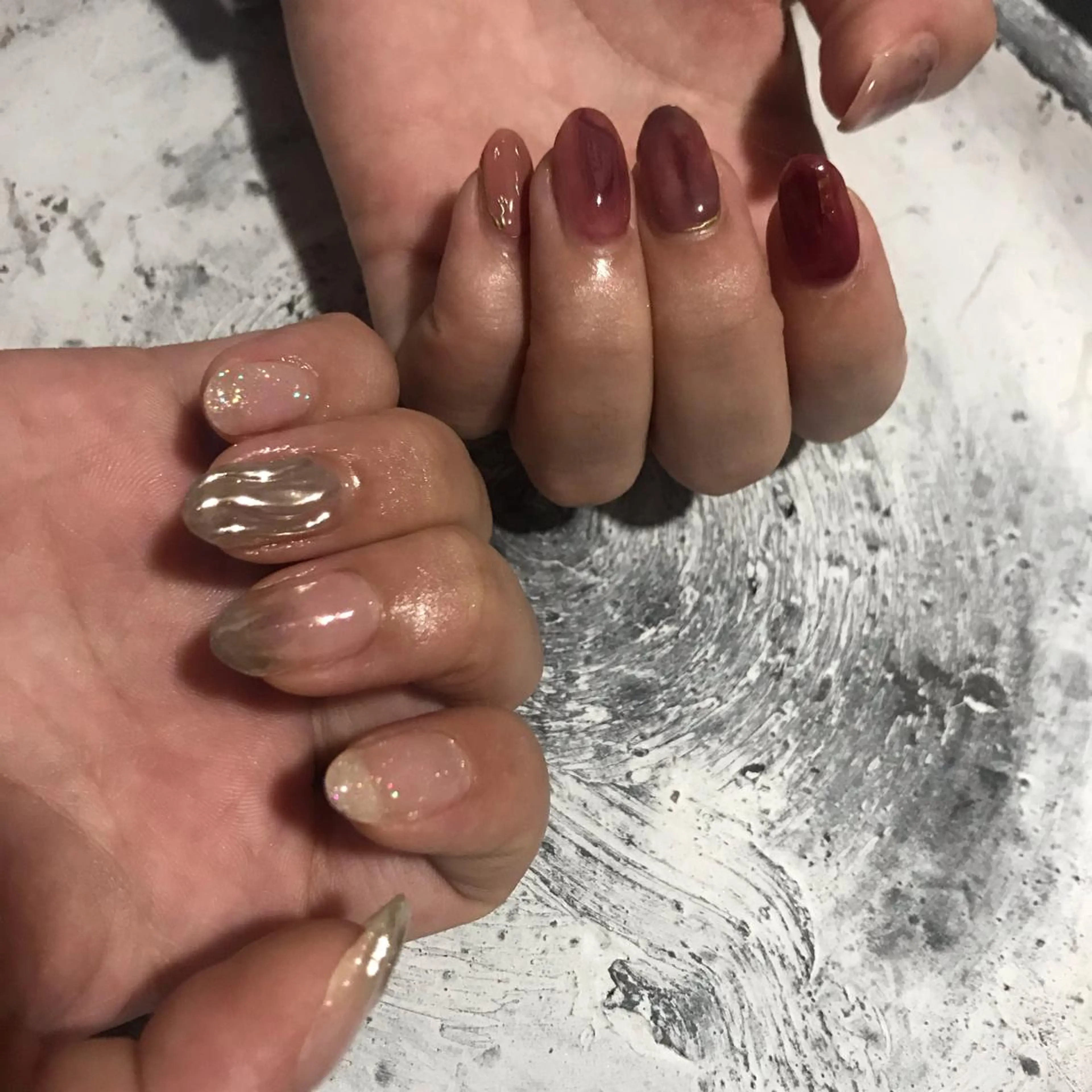 ネイル ボルドー シルバー Kel_y by yayoiのネイルデザイン