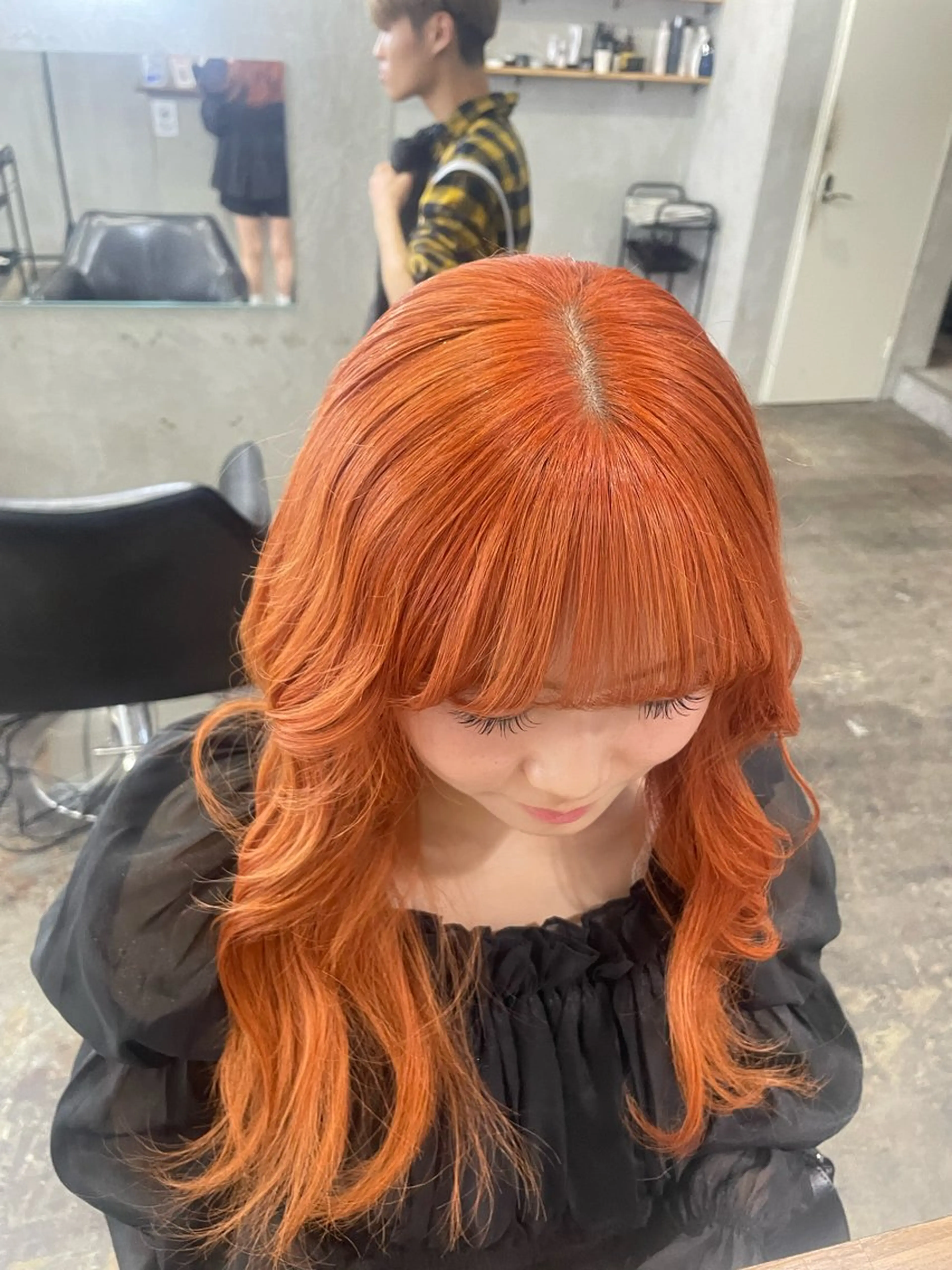 ロング オレンジブラウン MaisonHALU さくらのヘアスタイル