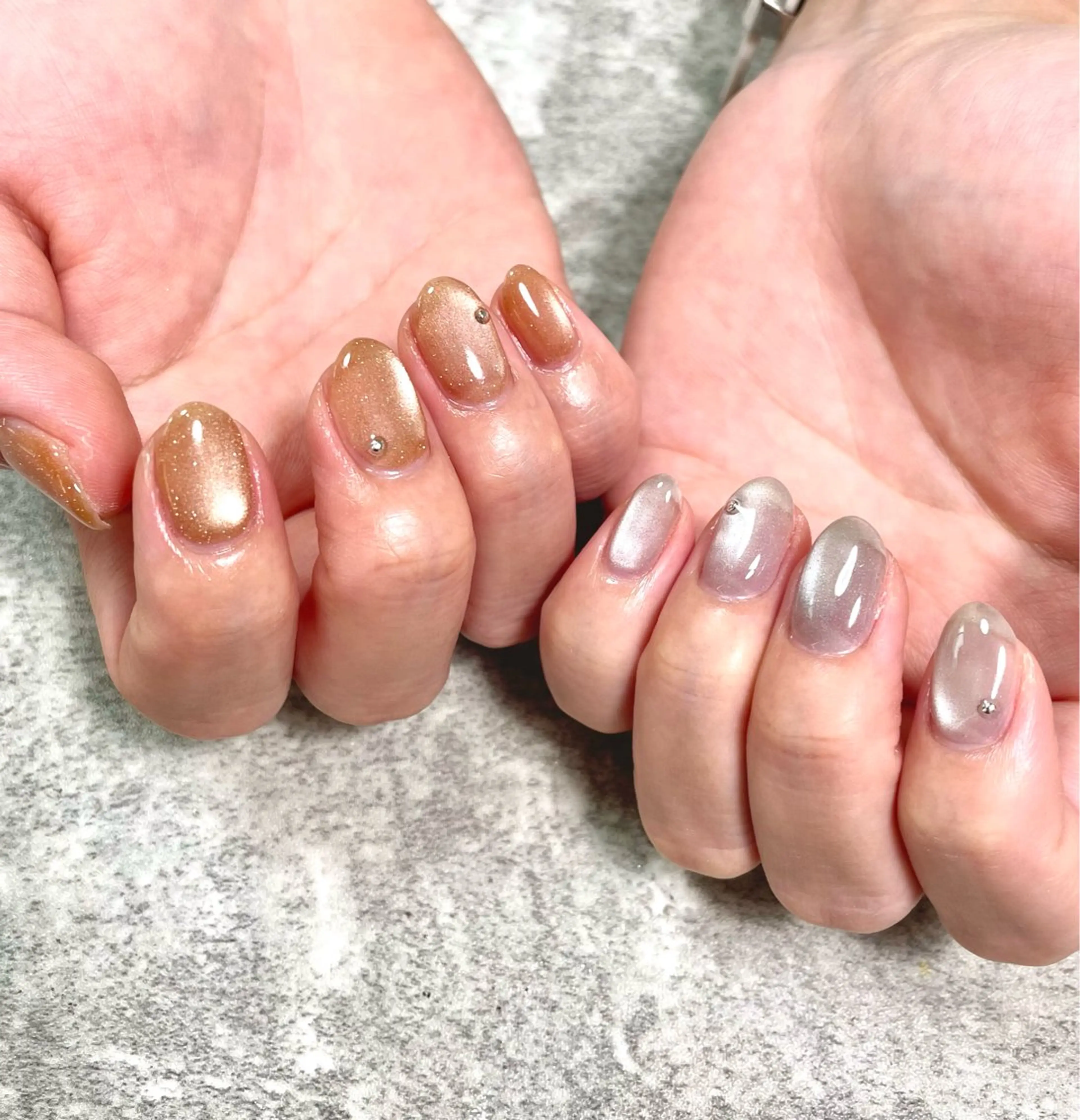ネイル マグネットネイル シルバー ストーンネイル ハンドネイル RISA joie nailのネイルデザイン