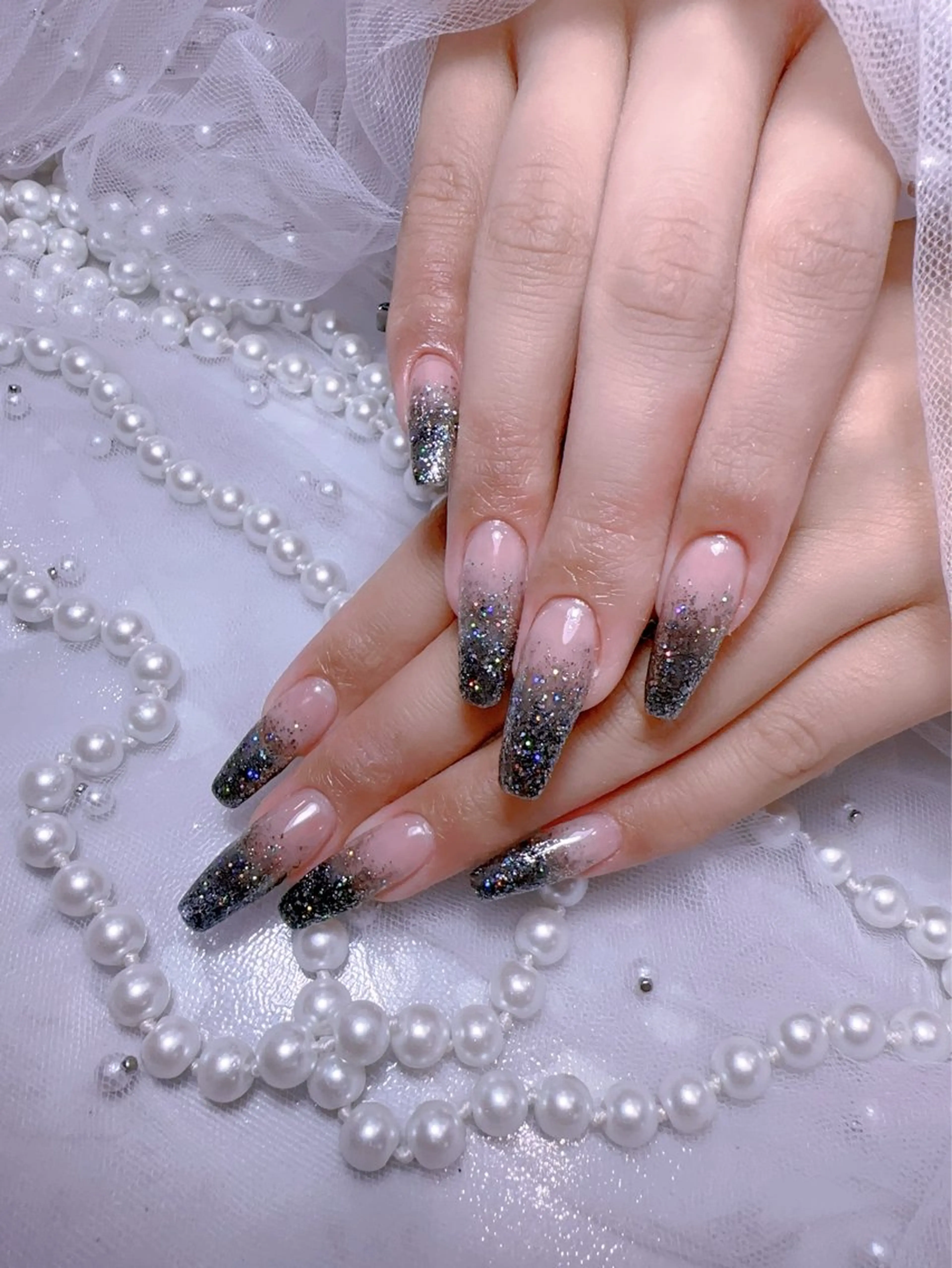 ネイル アートネイル フラッシュネイル フレンチネイル ジェルネイル ガラスフレンチ ハンドネイル You&Me Miyuのネイルデザイン